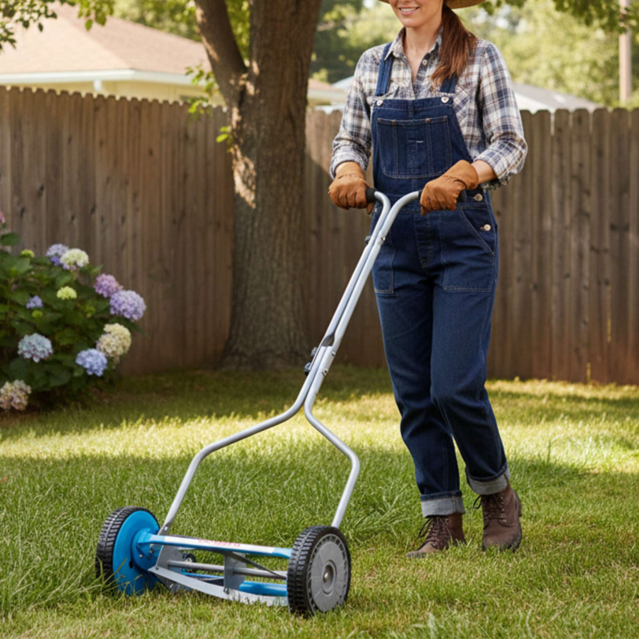 American Lawn Mower 14-Inch 4-Blade Push Reel Lawn Mower (Blue, 14 in) c3aox