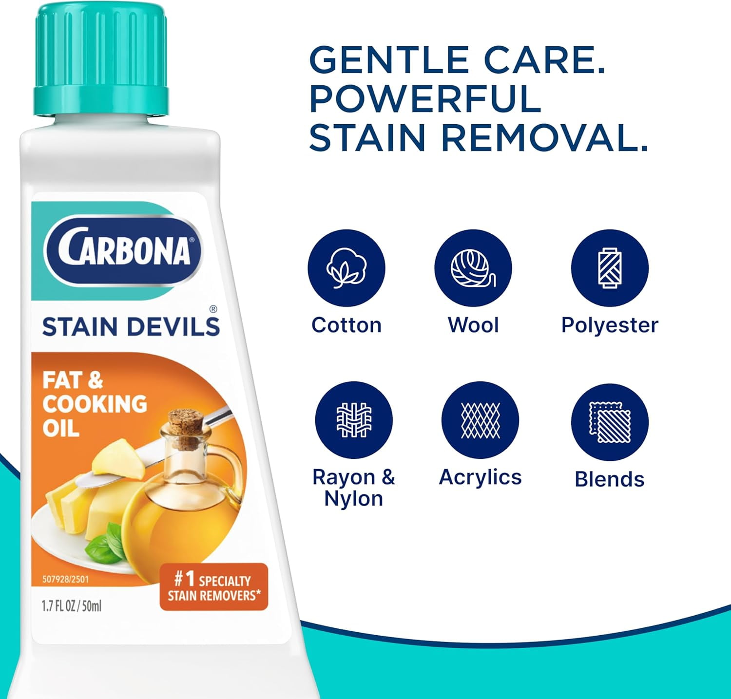 Carbona Stain Devils #5 Fat and Cooking Oil Laundry Stain Remover (Professional Strength, 1.7 fl oz, 3 Pack) 8um9x