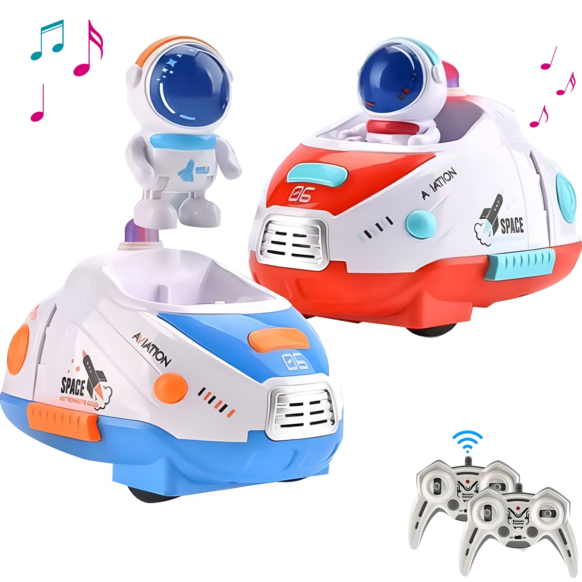 Kivdit RC Ejecting Bumper Cars, 2-Player Remote Control Battle Set with LED Lights and Sound (Red and Blue, 2 Pack) gixpx