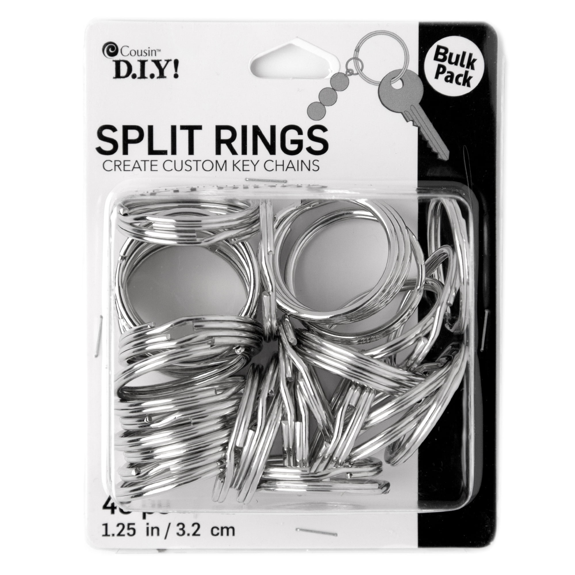 Cousin DIY Split Rings for Jewelry Making and Keychain Crafting (Silver, 1.25 in, 40-Piece Set) ti7c9