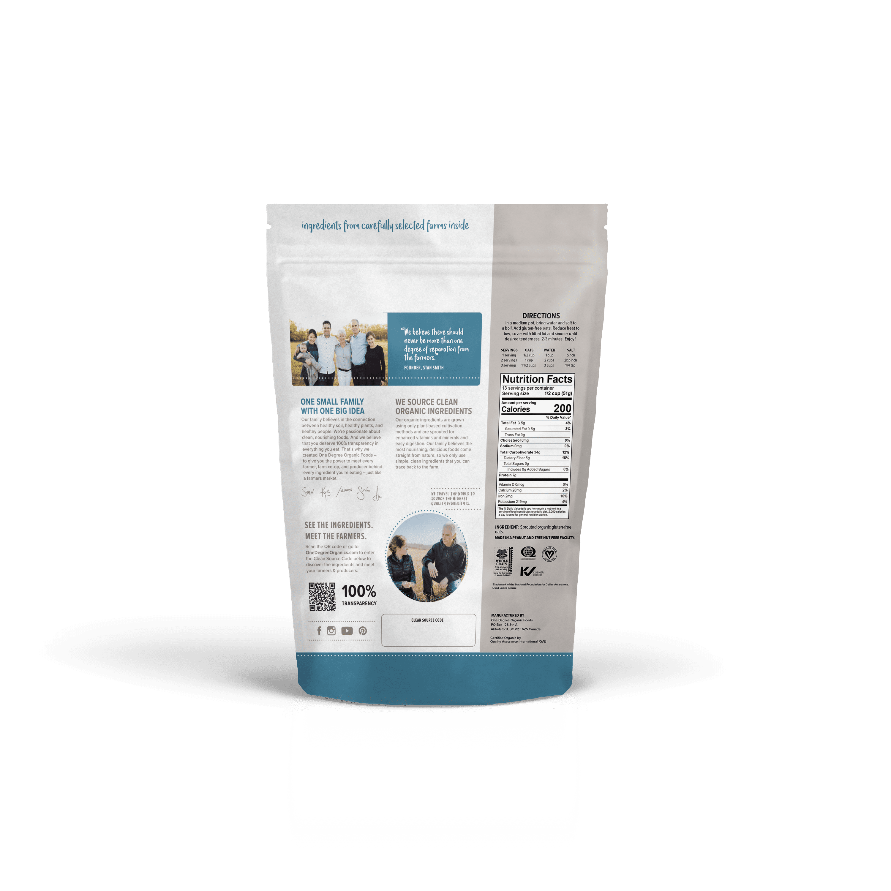 One Degree Organics Sprouted Quick Oats, Gluten-Free Whole-Grain Oatmeal (24 oz) rswsj