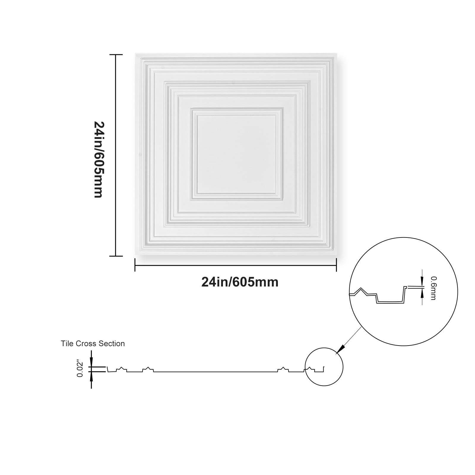 KFFKFF Drop-In Ceiling Panels, Premium PVC Decorative Tiles for Home and Office, Waterproof and Moisture-Resistant (White, 12 Pack, 24x24 in) g3dq8