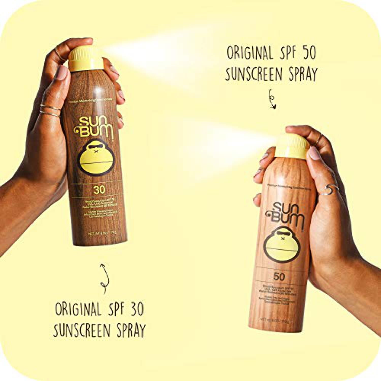 Sun Bum Original SPF 30 and 50 Sunscreen Spray Broad Spectrum Moisturizing Protection (6 fl oz, 2 Pack) zel1d