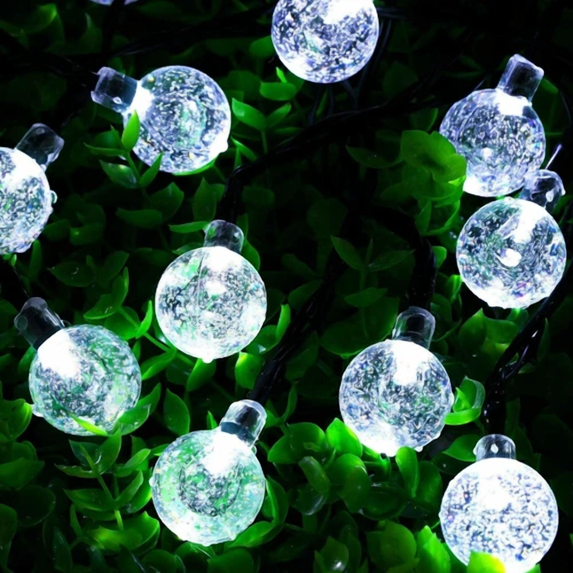 Purely Elizabeth Bubble String Lights Solar Powered LED Outdoor Decor (White, 30 Count) 5qc82