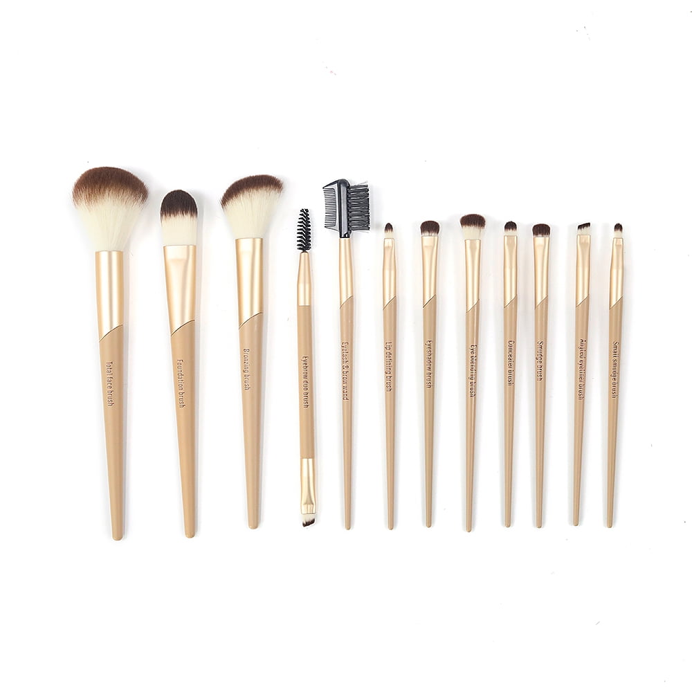Walmart Professional Face & Eye Makeup Brush Set, Soft Synthetic Bristles (Gold, 12 Piece) hrpoa