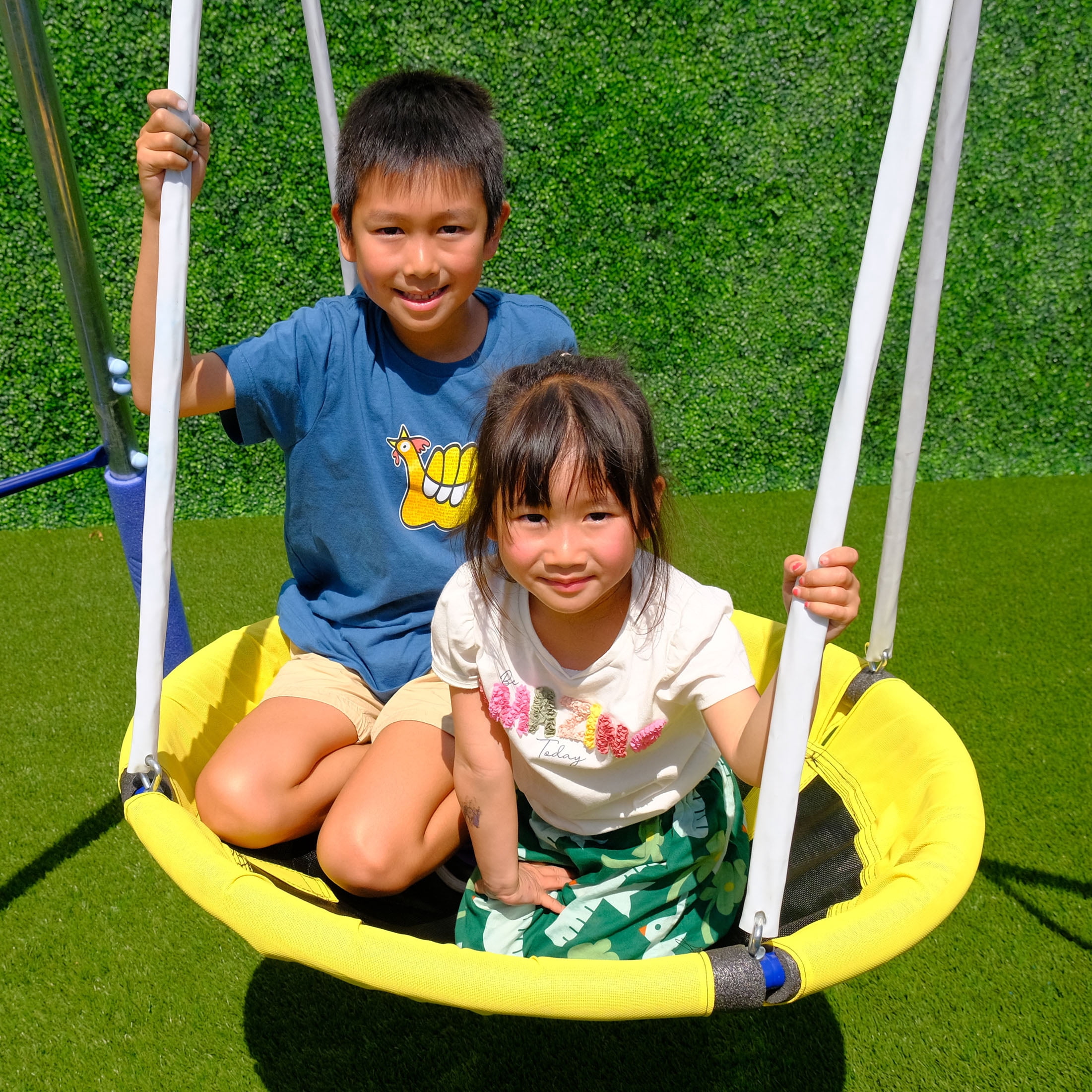 The Swing Company Oxford Galvanized Metal Swing Set with LED Swing, Saucer Swing, and 5-ft Slide (Green, 1 Set) guzy7