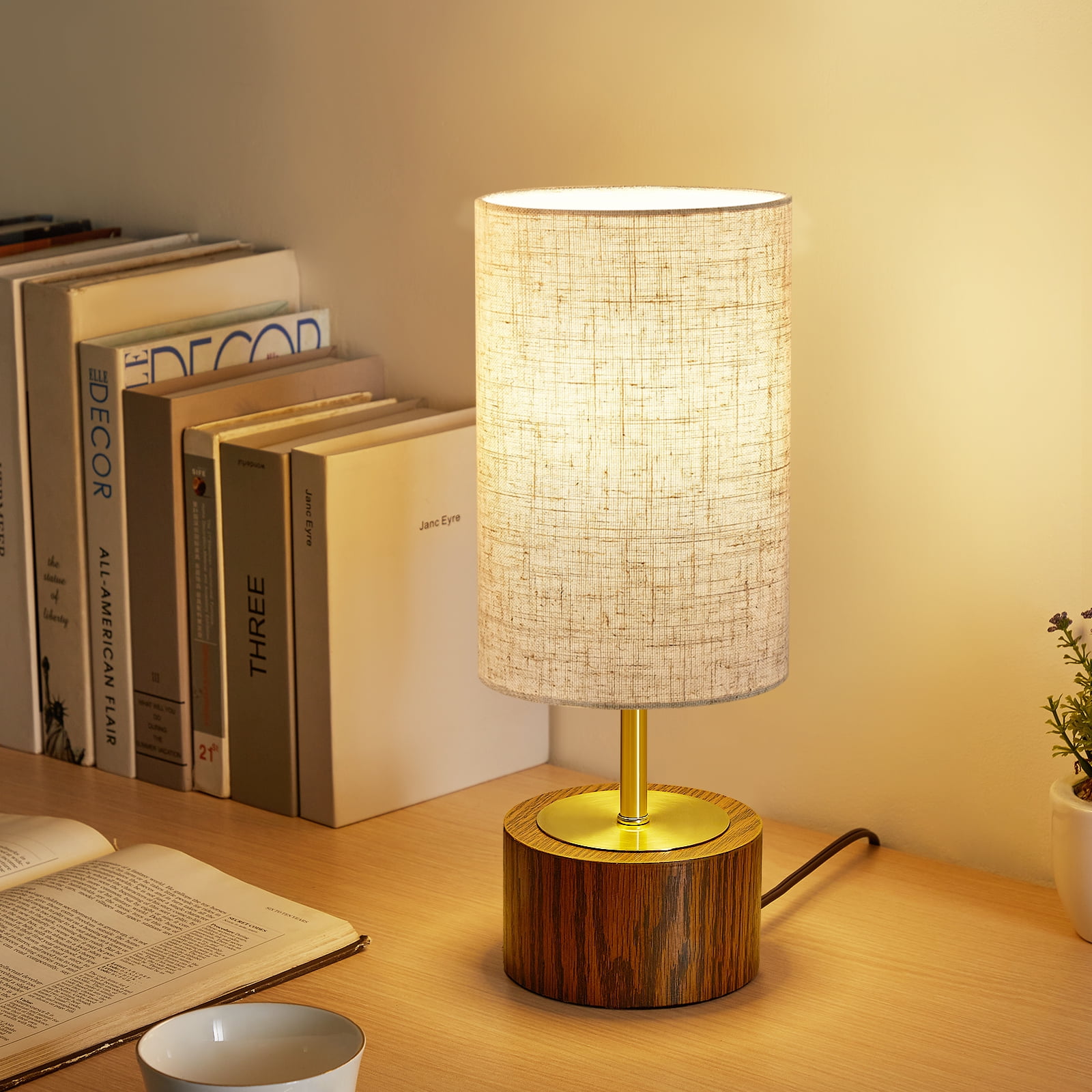NATYSWAN Modern Touch Control Table Lamps with USB Charging Ports (Oatmeal, Set of 2, 14 in) b439w