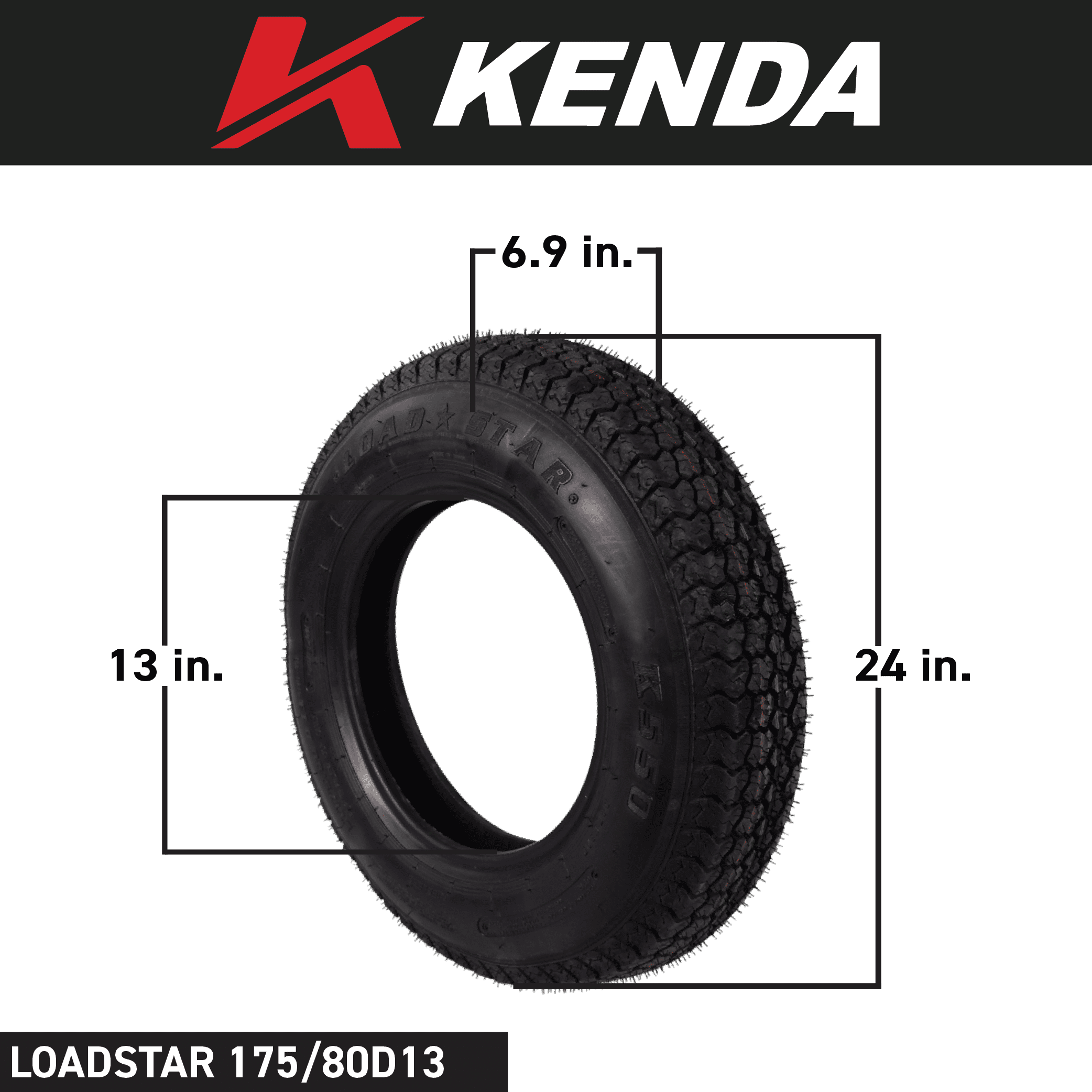 Kenda ST175/80D13 Load Star Trailer Tires, Heavy-Duty Bias-Ply, 6 Ply Rating (2 Pack) kfgfl