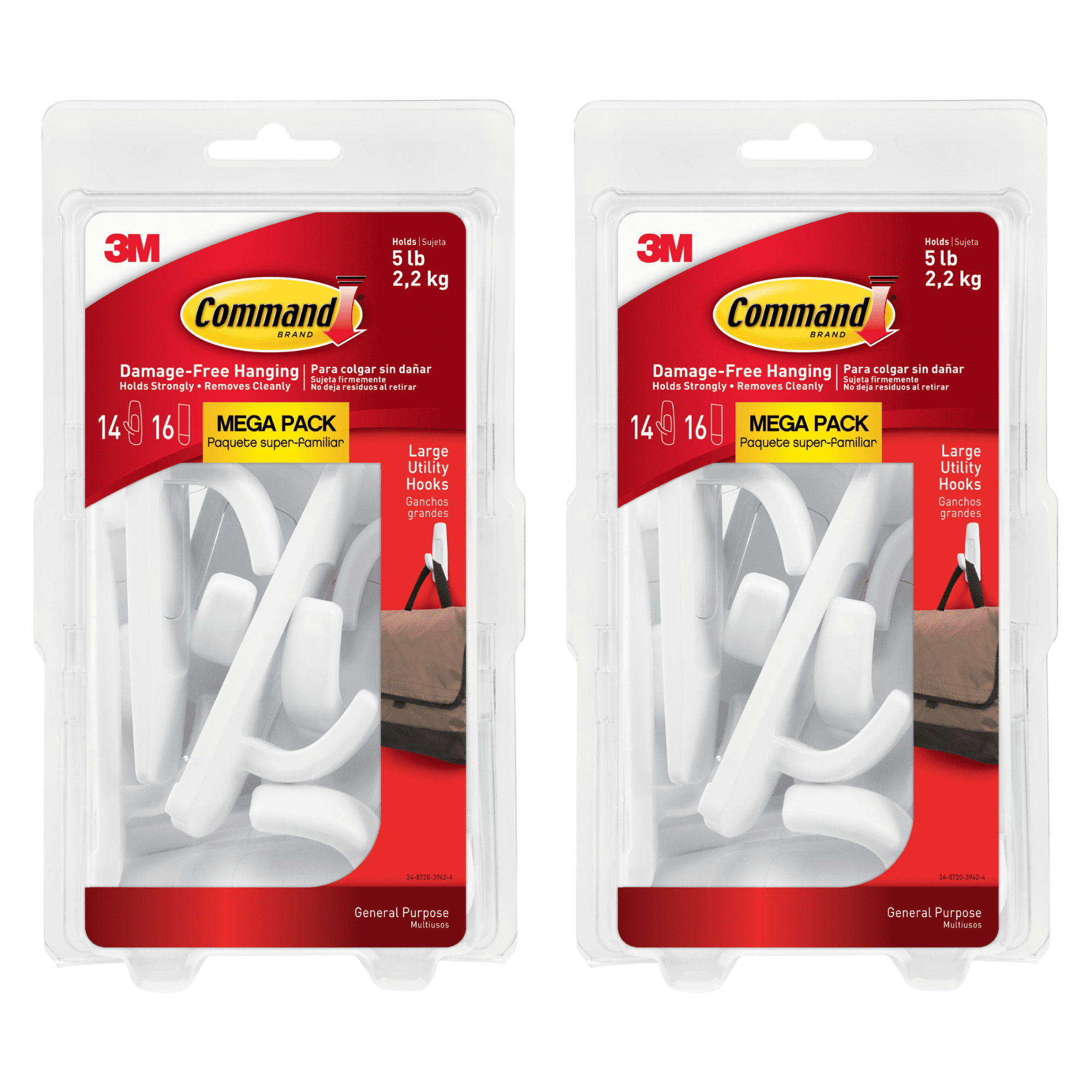 Command Large Utility Hooks, Damage-Free Adhesive Wall Hangers (White, 28-Pack) d756j