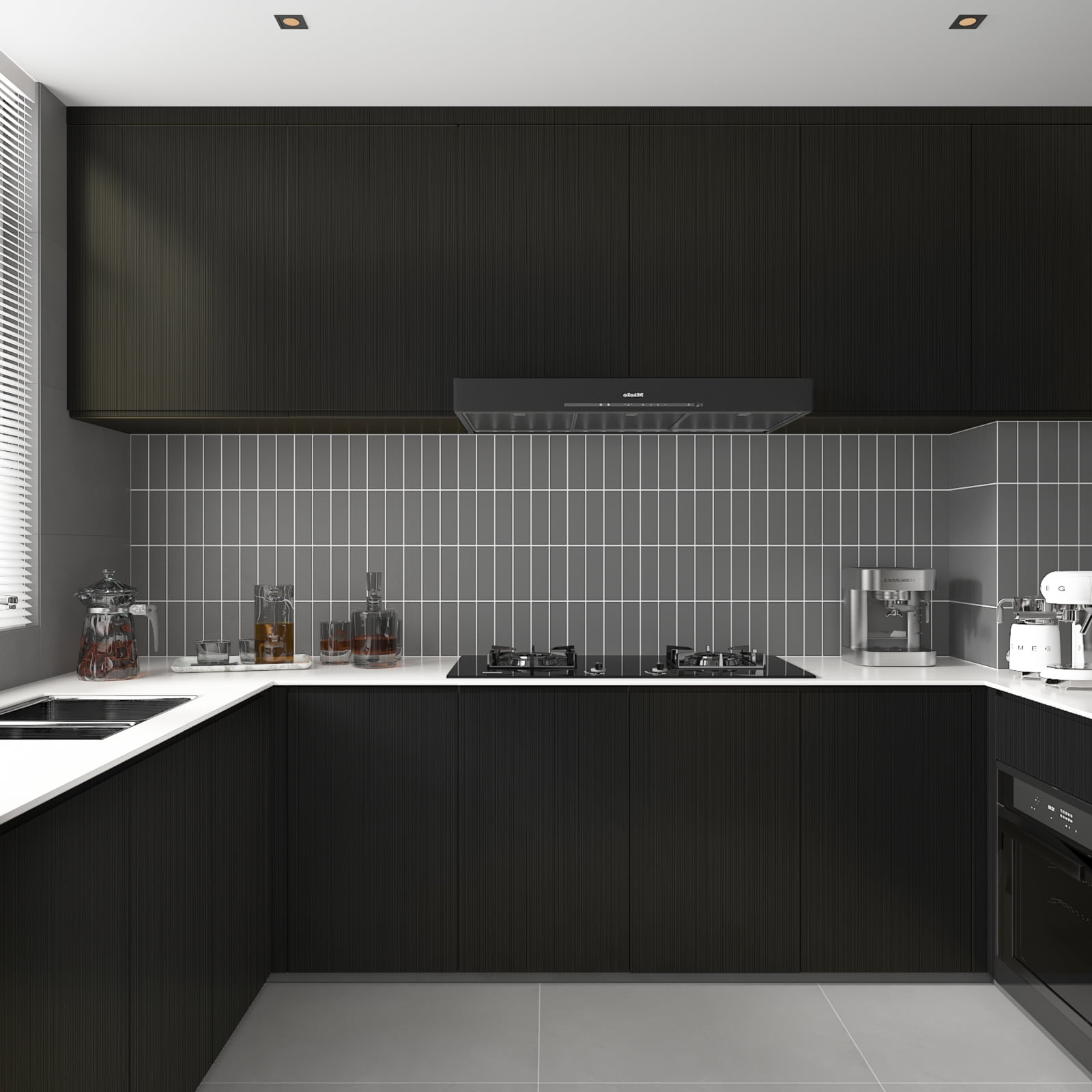 CHIHUT Peel and Stick Contact Paper, Waterproof Brushed Metallic Vinyl Wallpaper for Kitchen Countertops and Cabinets (Black, 17.7 in x 100 in) hcd8m