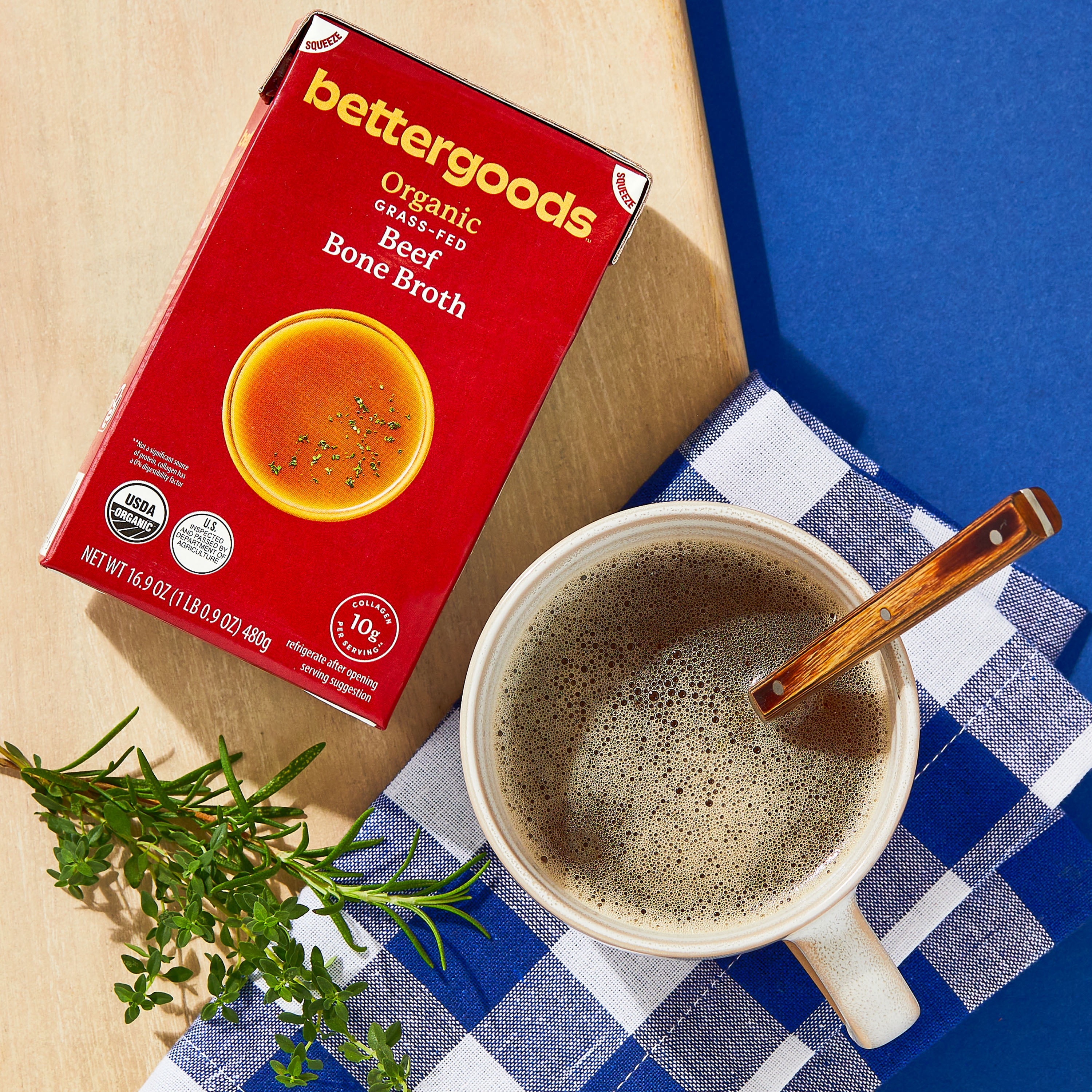 bettergoods Organic Grass-Fed Beef Bone Broth, Nutrient-Rich Savory Soup Base (16.9 oz) ml4dc