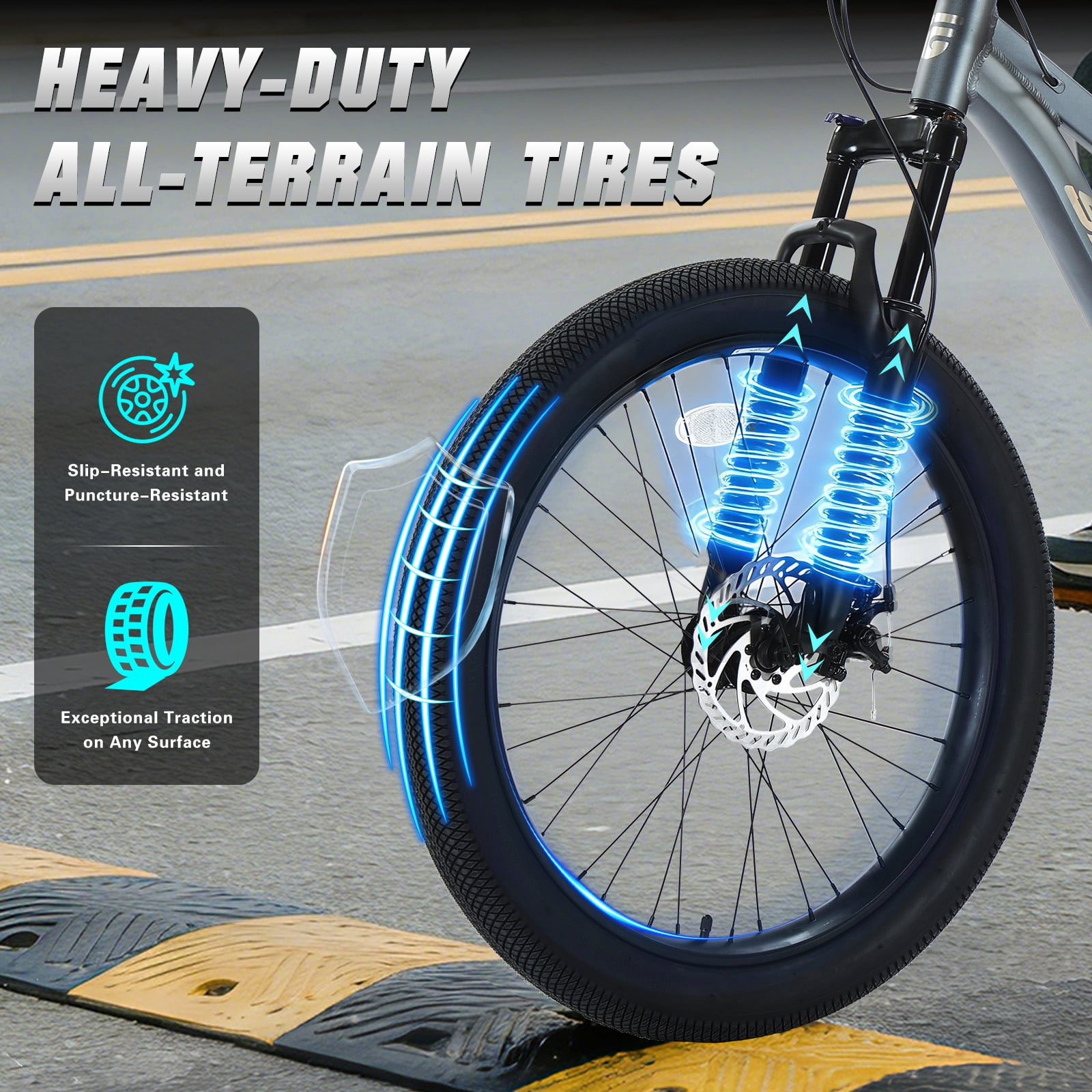 SPATIAL Pro Mountain Bike, All-Terrain Fat Tire Bicycle for Adults and Teens (Grey, 24 in) 3d243