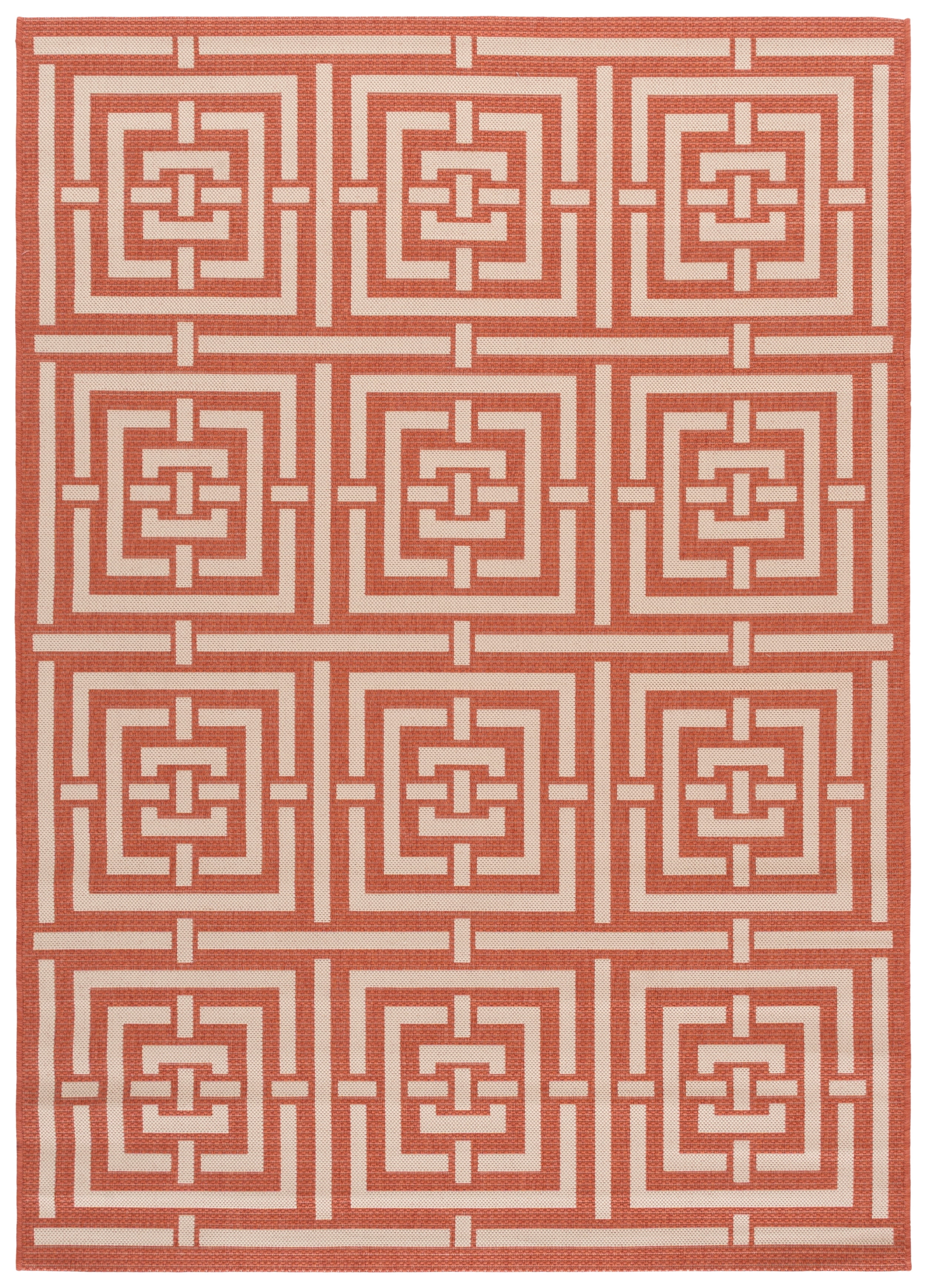 Safavieh Courtyard Ariana Geometric Indoor/Outdoor Area Rug (Terracotta/Cream, 5 ft 3 in x 7 ft 7 in) knixq