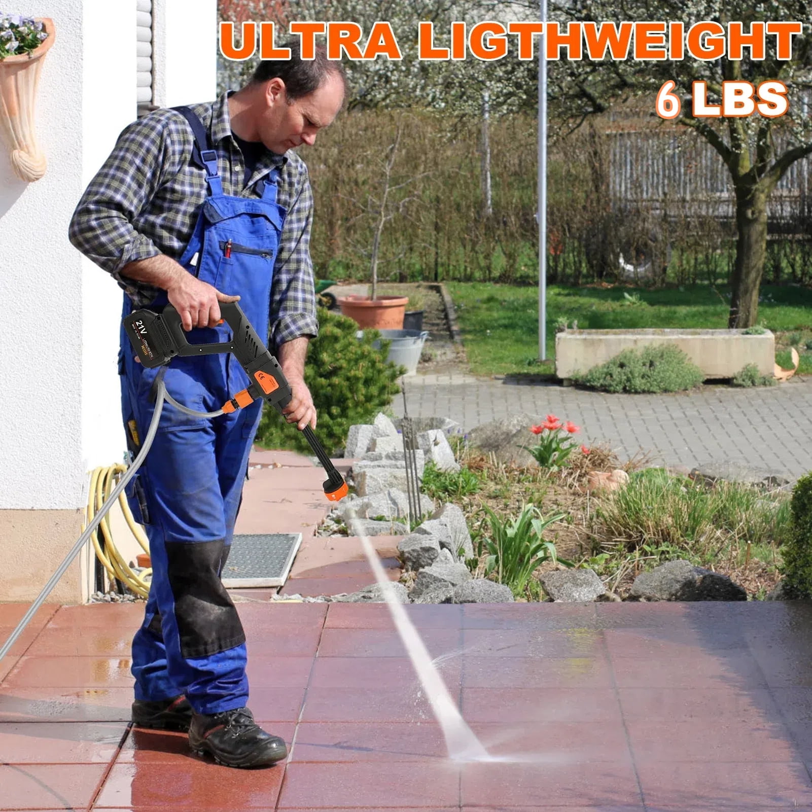 Ldyso 500PSI Cordless Pressure Washer, Portable Electric Power Washer with 2 Batteries and 6-in-1 Adjustable Nozzle (16.4 ft Hose) 40ele