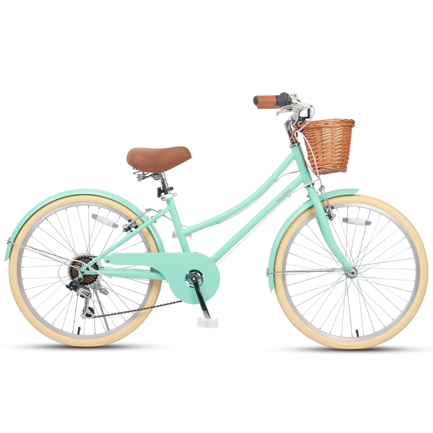 Glerc Missy 24 in Girls Cruiser Bike 6-Speed Hybrid Bicycle (Mint Green, 24 in) j9hl7