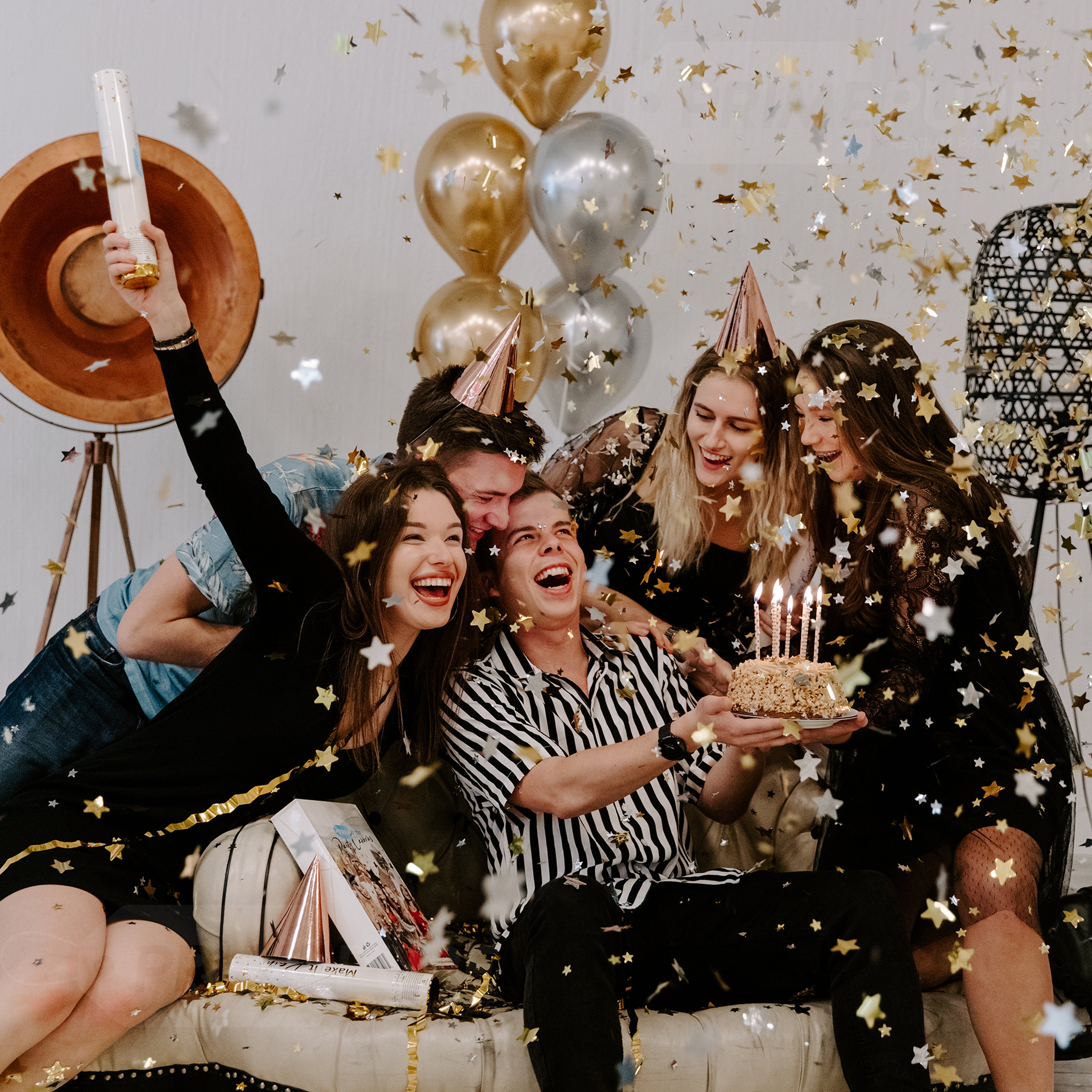 PrimePure Confetti Party Cannon (Gold, 2 Pack) jnnw9