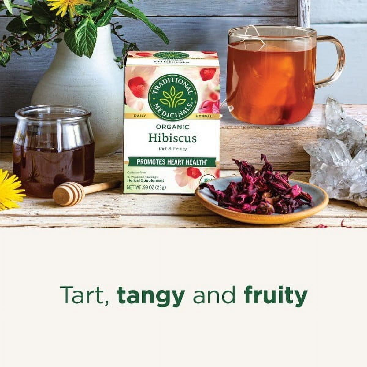Traditional Medicinals Hibiscus Herbal Tea, Organic Caffeine-Free Tea Bags (16 Count) kdu0b