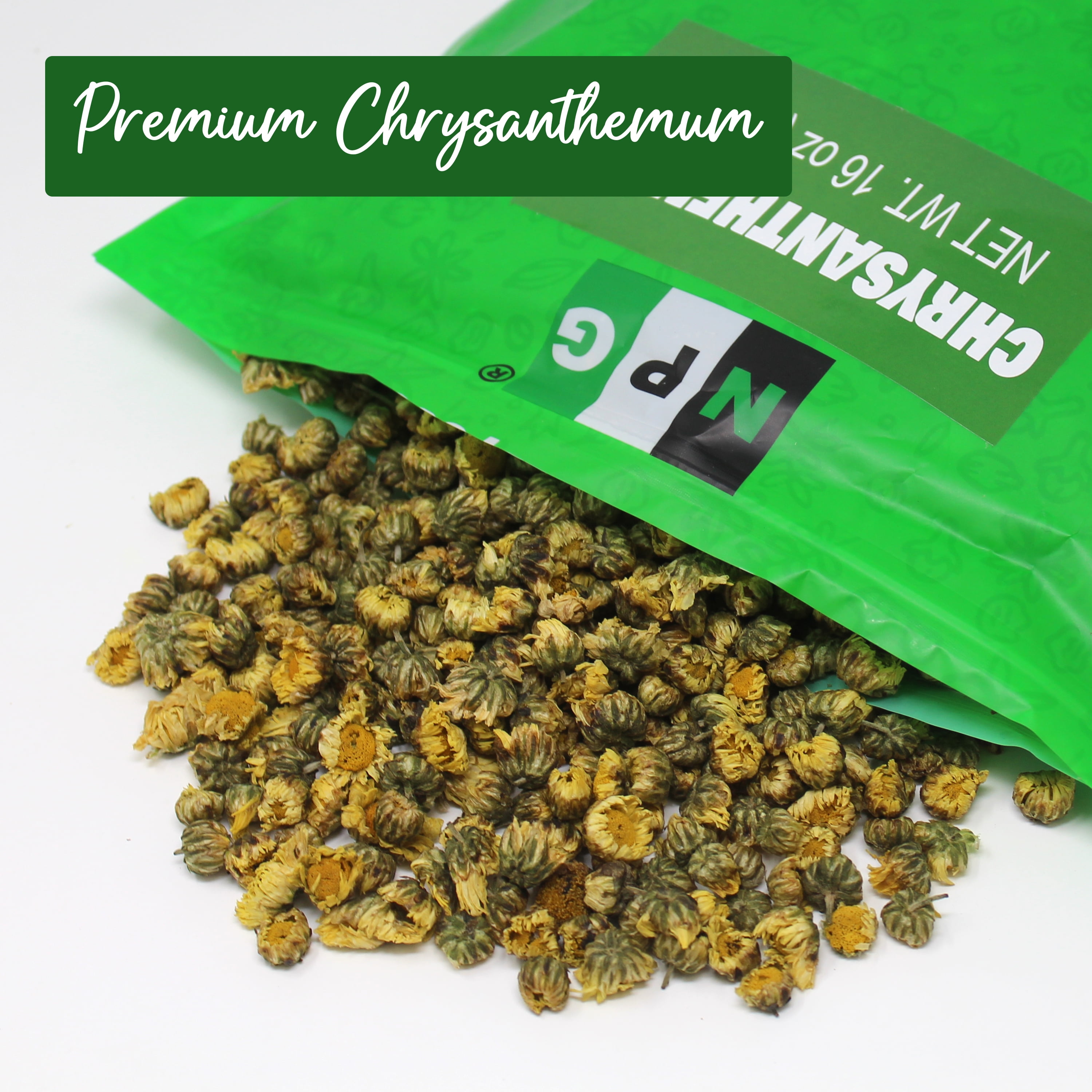 NPG Chrysanthemum Bud Tea, Natural Dried Tai Ju Herbal Loose Leaf Tea, Caffeine-Free Floral Infusion (Yellow, 16 oz) fyape