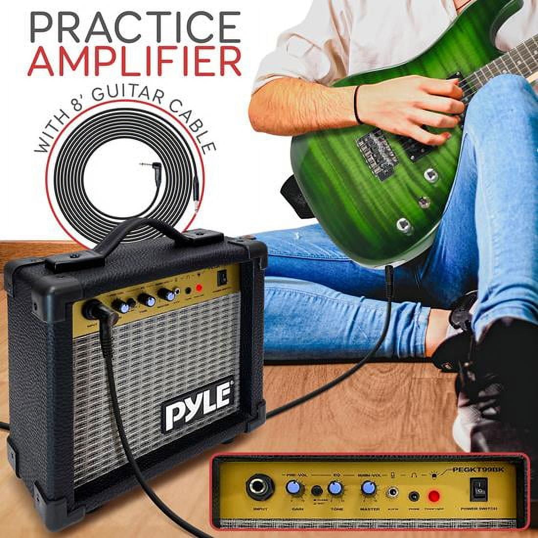 Pyle Electric Guitar Starter Kit with Amplifier and Accessories (Blue, Full Size) hsxid