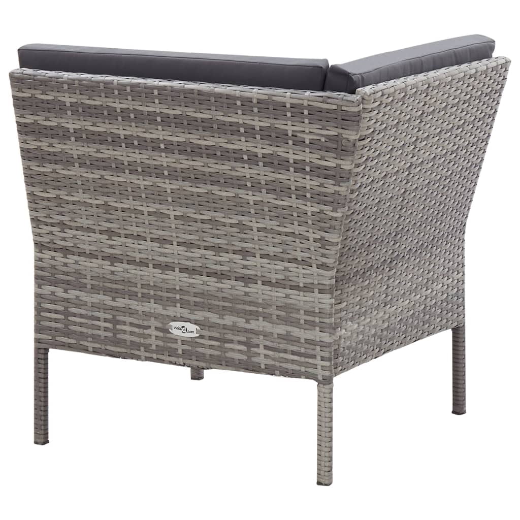 vidaXL 6-Piece Outdoor Patio Sectional Sofa Set with Coffee Table (Grey, 6-Piece Set) jaun0