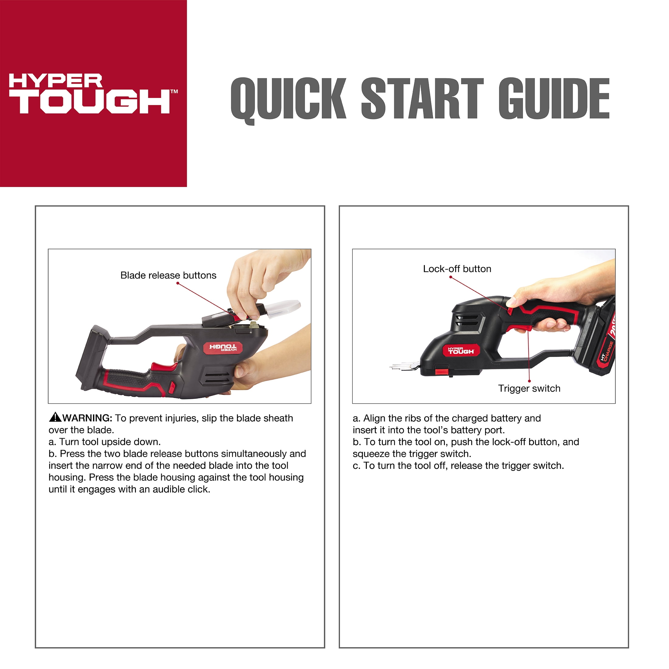 Hyper Tough 20V Cordless 2-in-1 Grass Shear and Shrubbery Trimmer (5 in and 9 in Blade Set) 47khx - Image 12