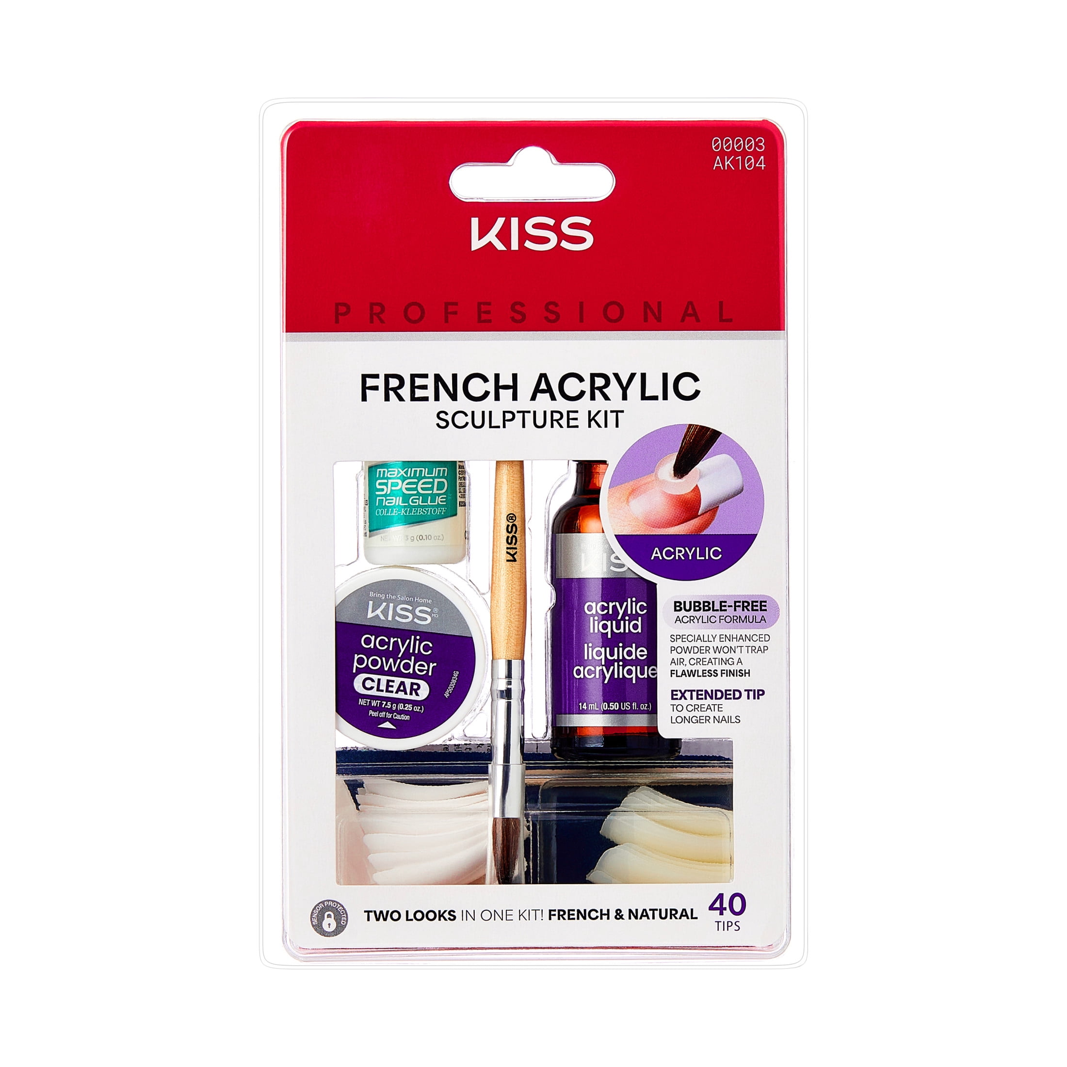 Kiss Professional French Acrylic Sculpture Kit, Long Squoval Press-On Nails (White, 40 Pieces) zi2ez