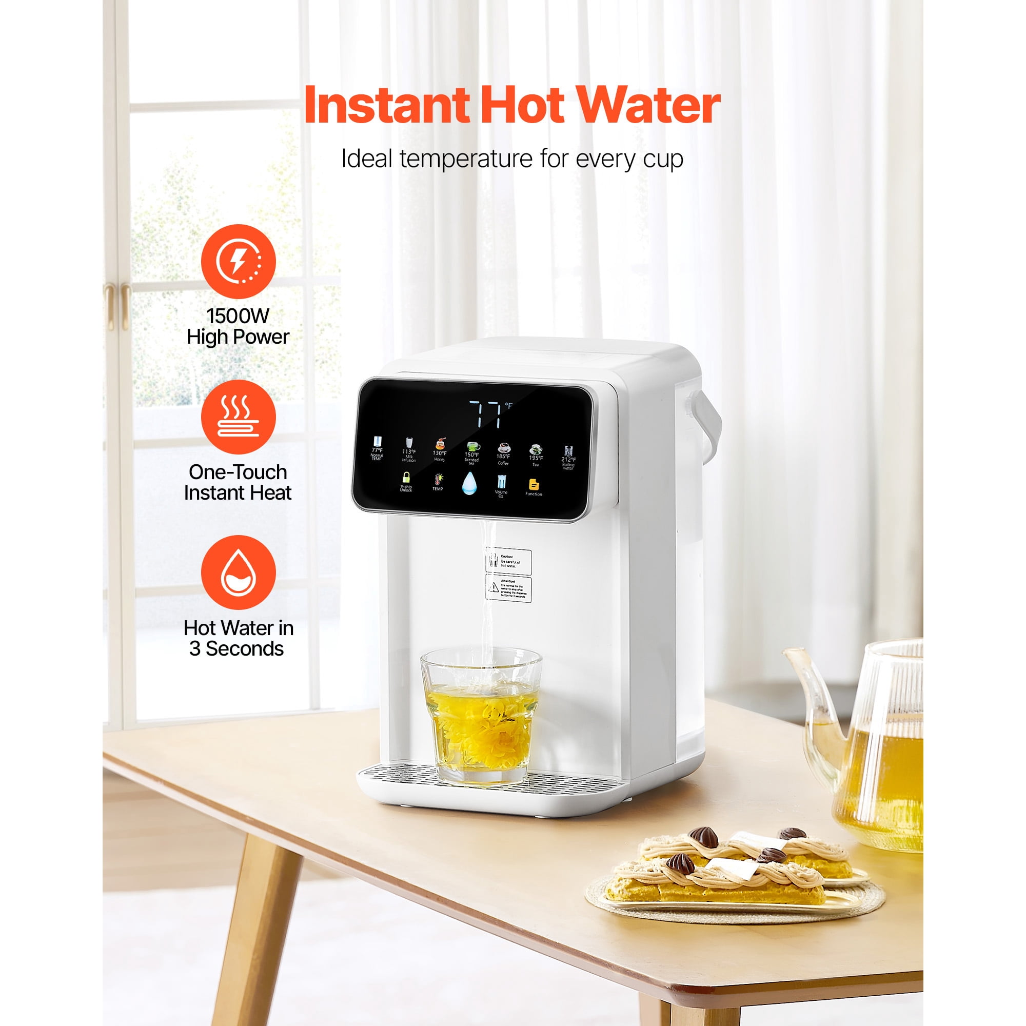 KFFKFF Countertop Instant Hot Water Dispenser, Rapid Heating with Adjustable Temperature & Volume (118 oz) k4pz5