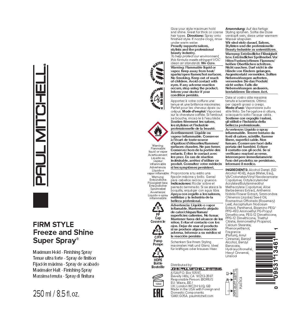Paul Mitchell Freeze And Shine Super Spray, Maximum Hold Finishing Hair Spray (8.5 oz) xxvik