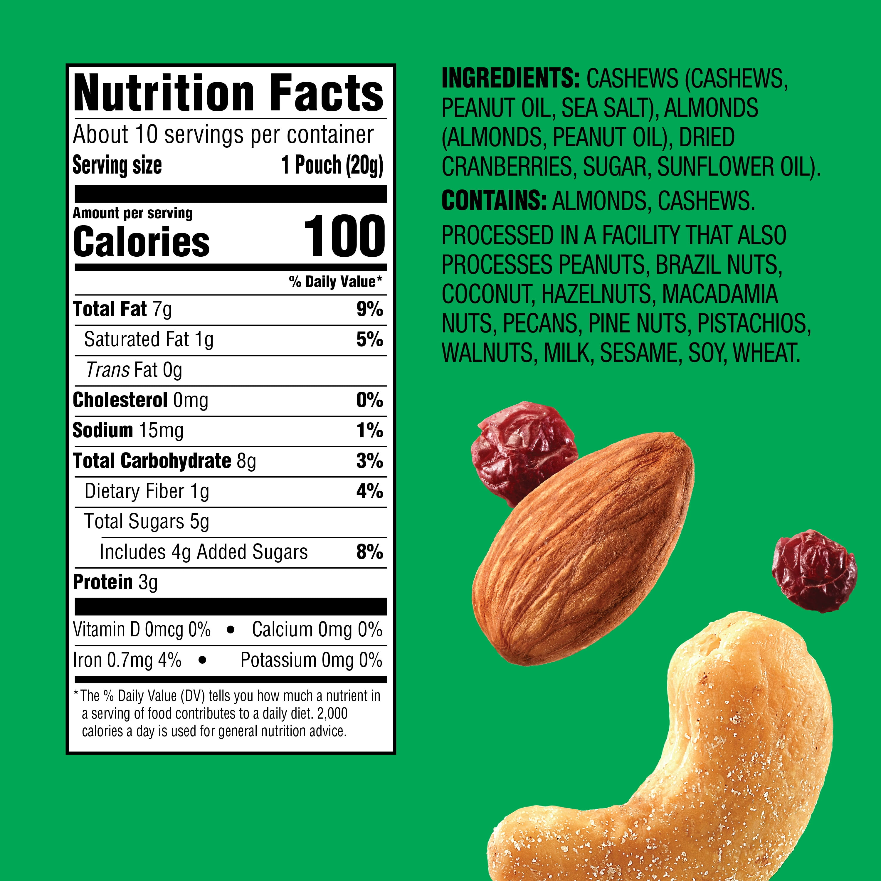Emerald Cashews & Almonds with Dried Cranberries Snack Mix (10 Ct, 6.9 oz) risqj