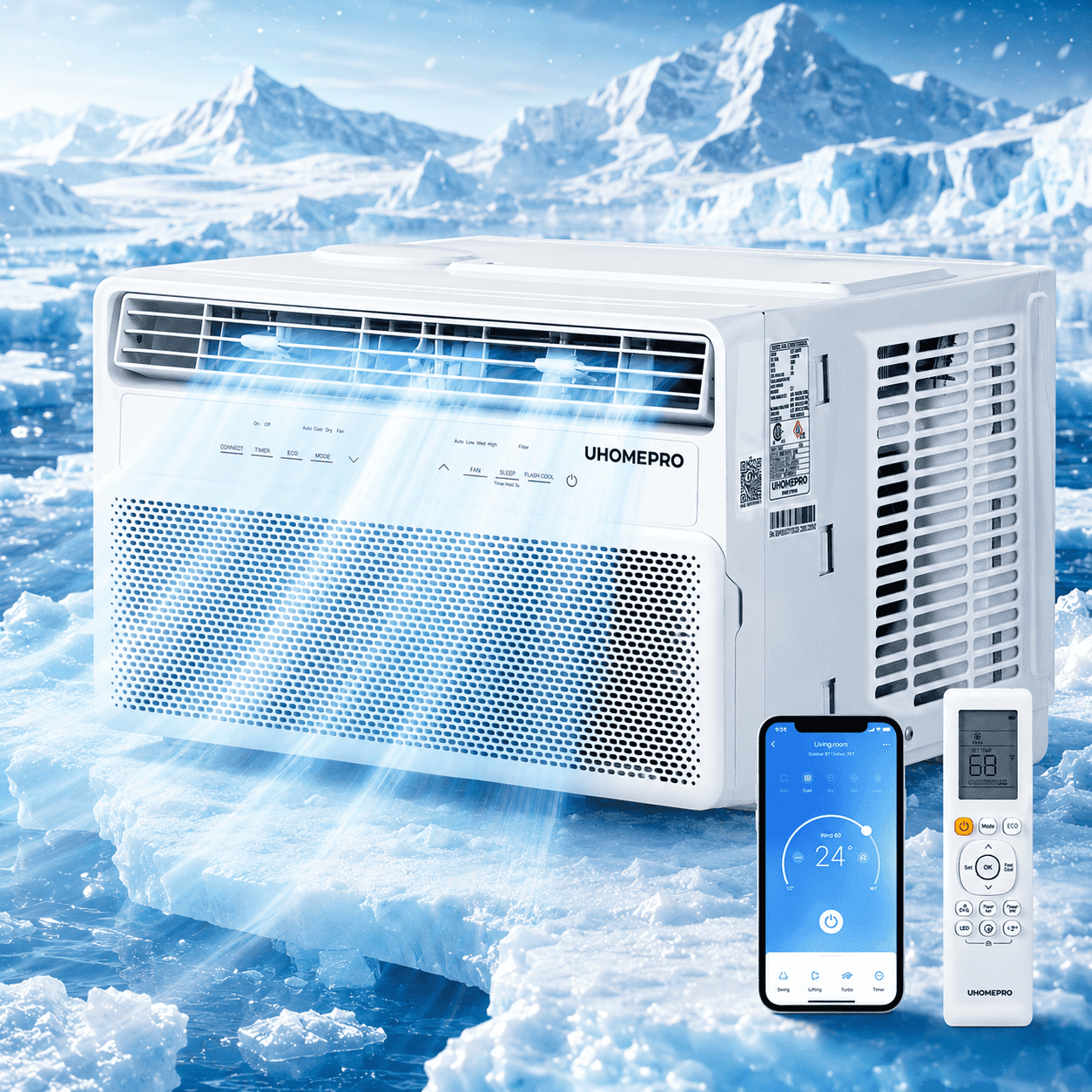 Seizeen 12000 BTU Inverter Window Air Conditioner, Smart WiFi Control, Quiet Cooling for Rooms up to 550 sq.ft. (White, 12000 BTU) er831