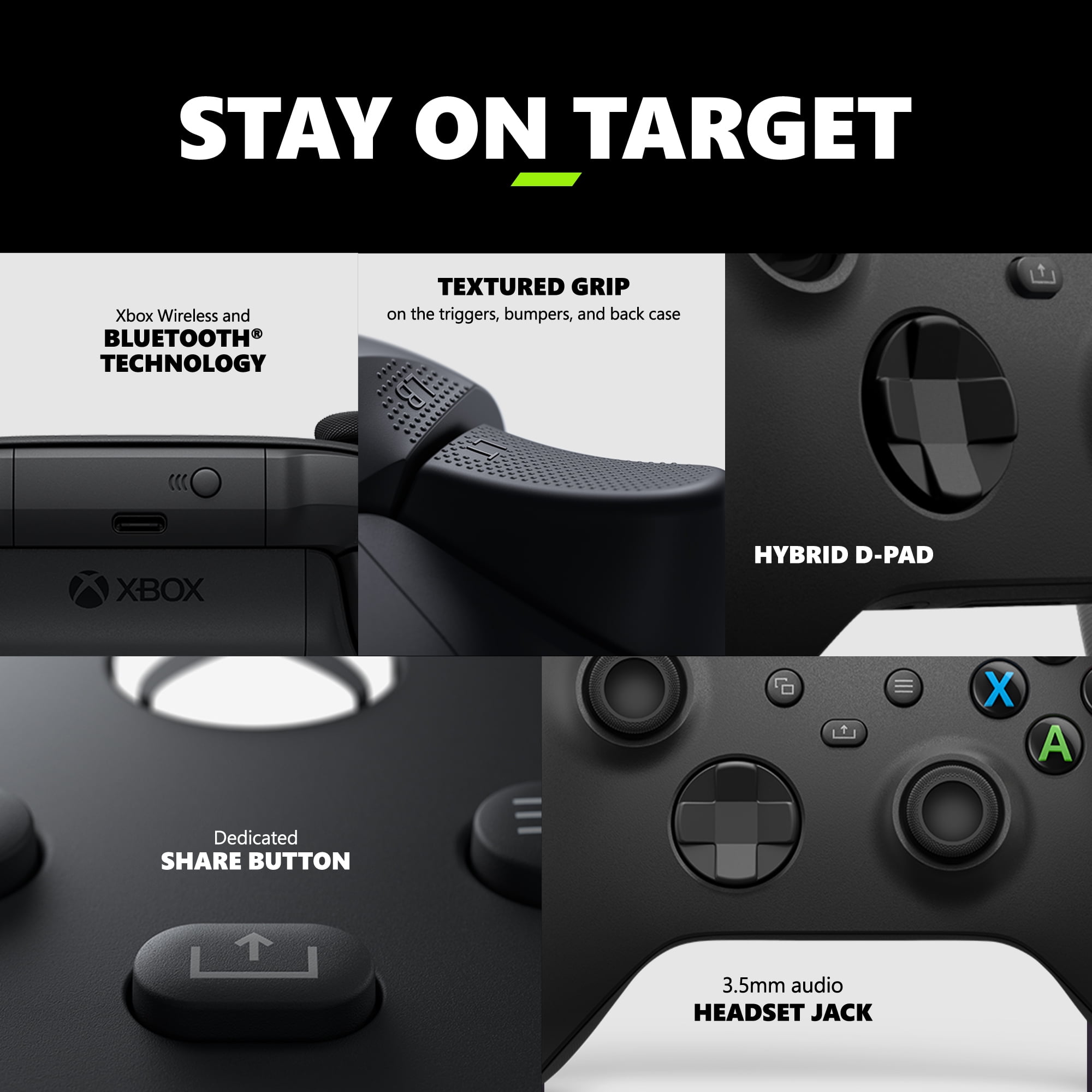 XBOX Wireless Controller Carbon Black for Series X|S, One, and PC (Carbon Black, 1 Count) 0fqdw