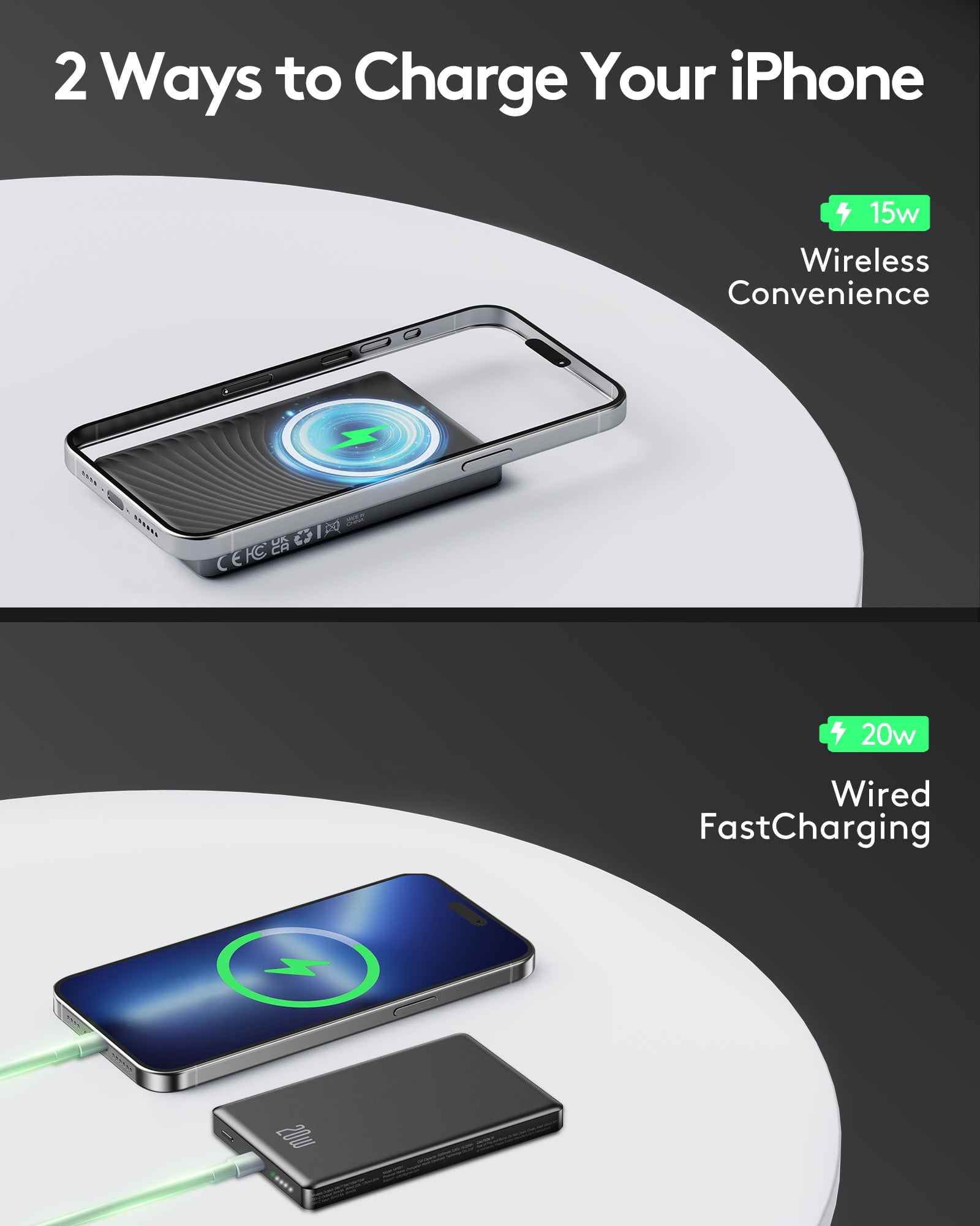 MUGO Magnetic Portable Charger 10000mAh Ultra Slim Wireless Power Bank 20W Fast Charging (Black, 10000mAh) uaggr