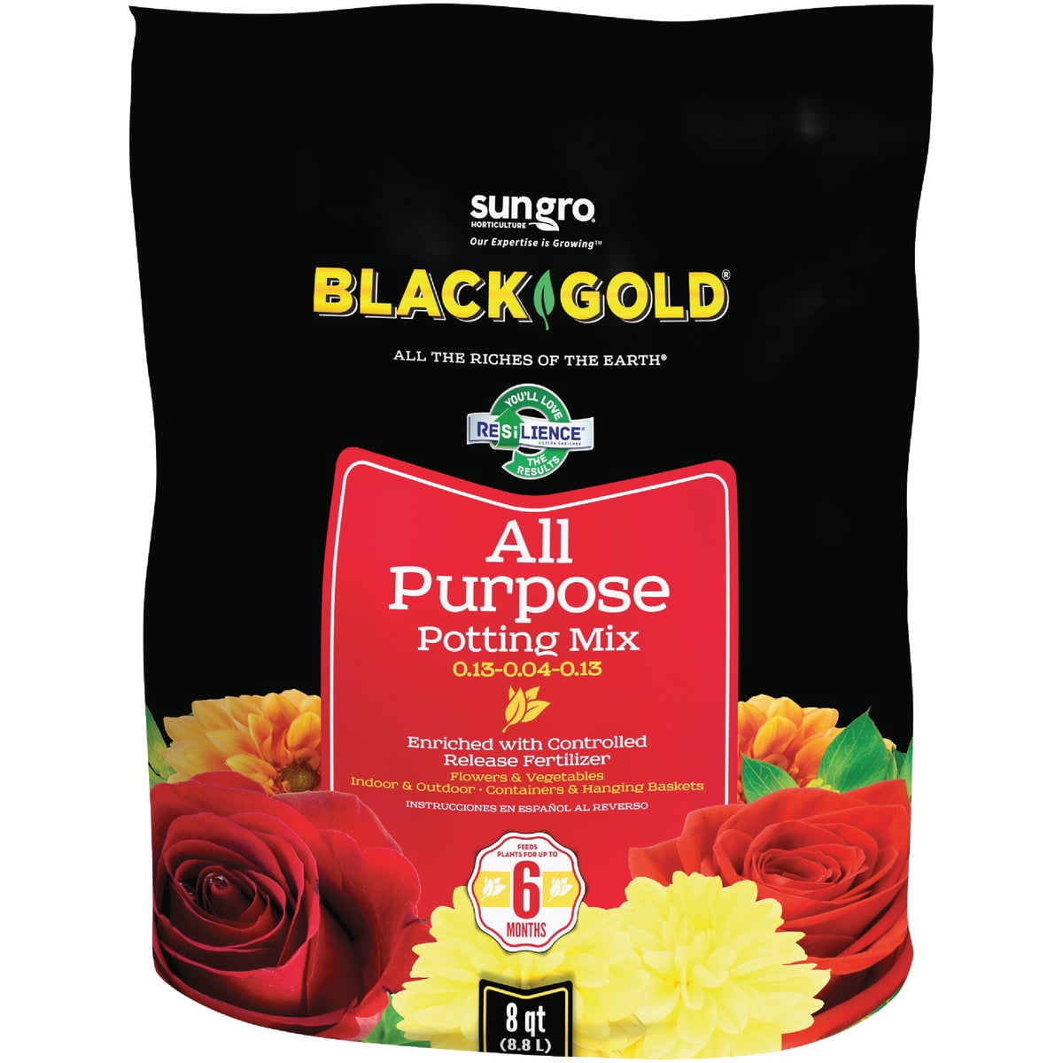 Black Gold All Purpose Potting Soil with Controlled Release Fertilizer (Black, 24 qt, 3 Pack) qqyl7