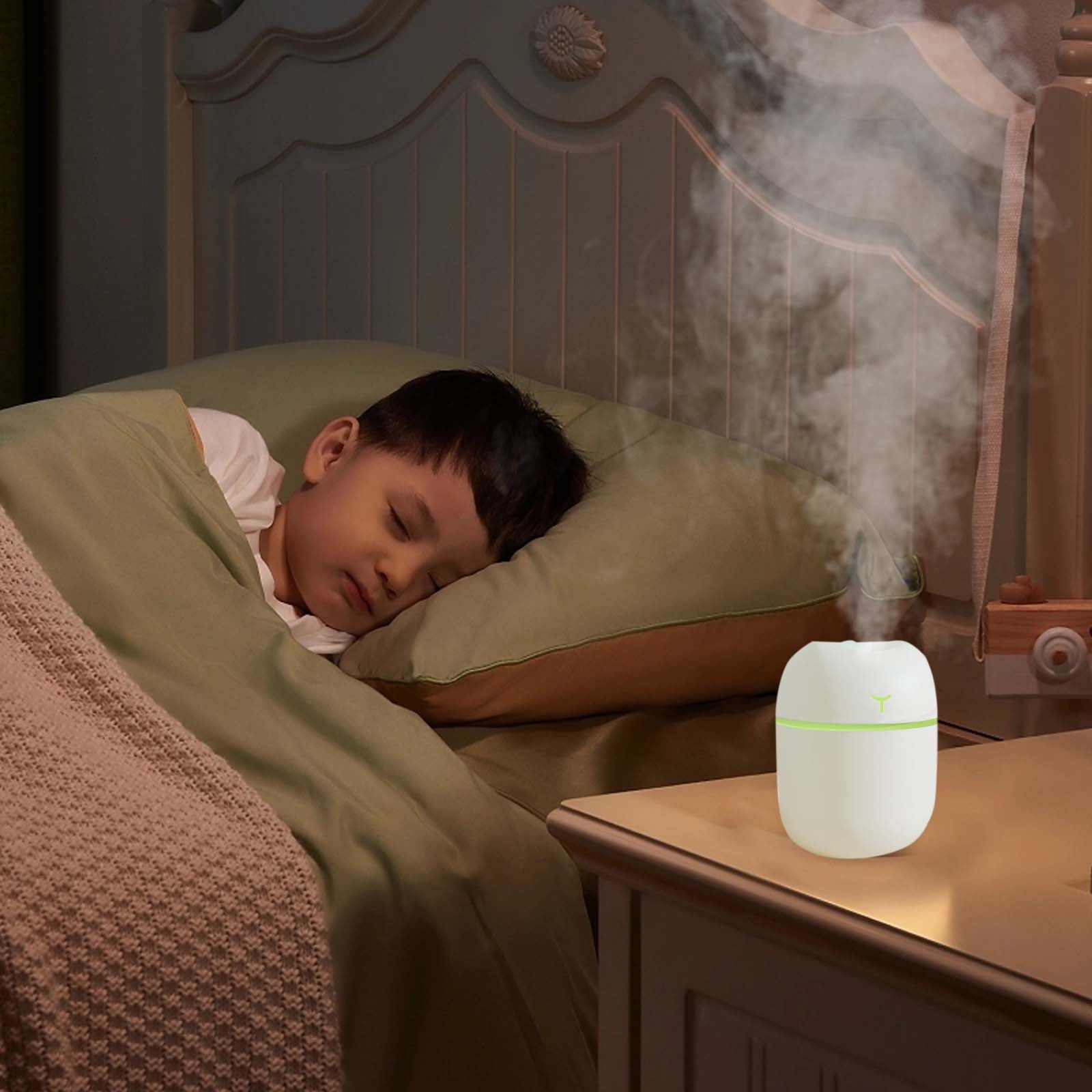 RAPOBRIX Portable Mini Cool Mist Humidifier, Quiet Desktop Air Moisturizer for Bedroom and Office (White, 7.44 fl oz) sd4oe
