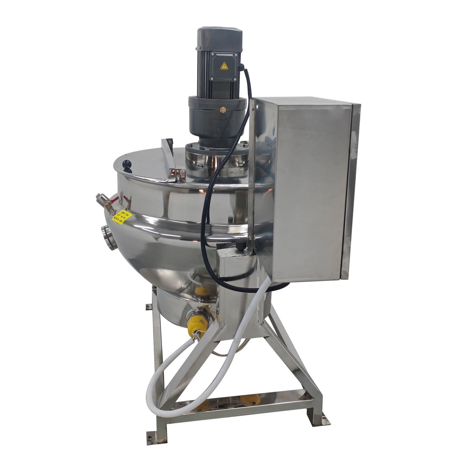 LGXEnzhuo Commercial Jacketed Cooking Kettle with Stirrer and Tilting Mechanism (26.5 gal, Silver) e66id