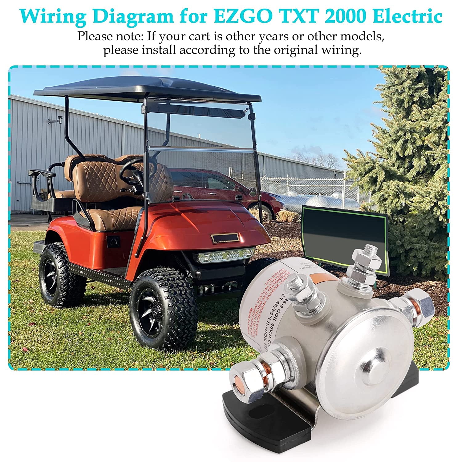 10L0L 36 Volt Starter Solenoid Relay for EZGO Golf Cart (Silver, 1 Pack) 5fja3