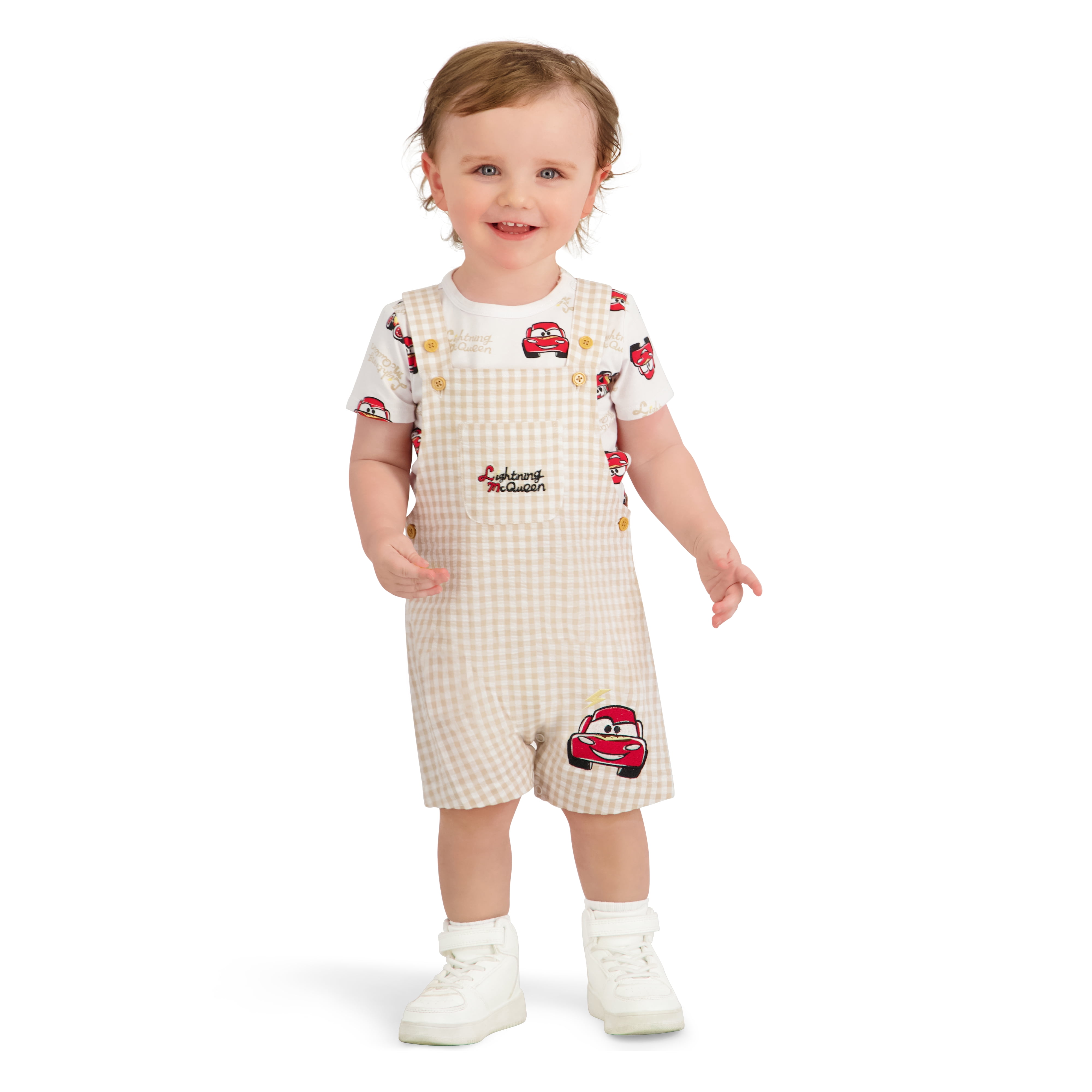 Disney Pixar Cars Baby Boy Shortall Set (Red, 0-24 Months) p8y4y