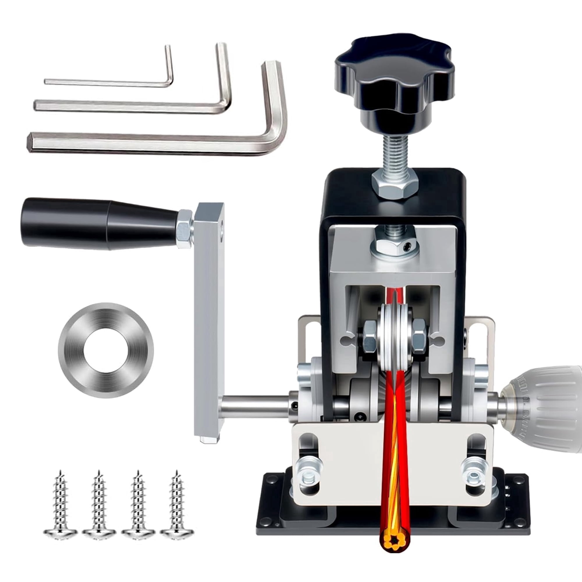 JAMCORAX Manual Wire Stripping Machine, Drill Powered Copper Cable Peeler Tool (0.06 in to 1 in) du764