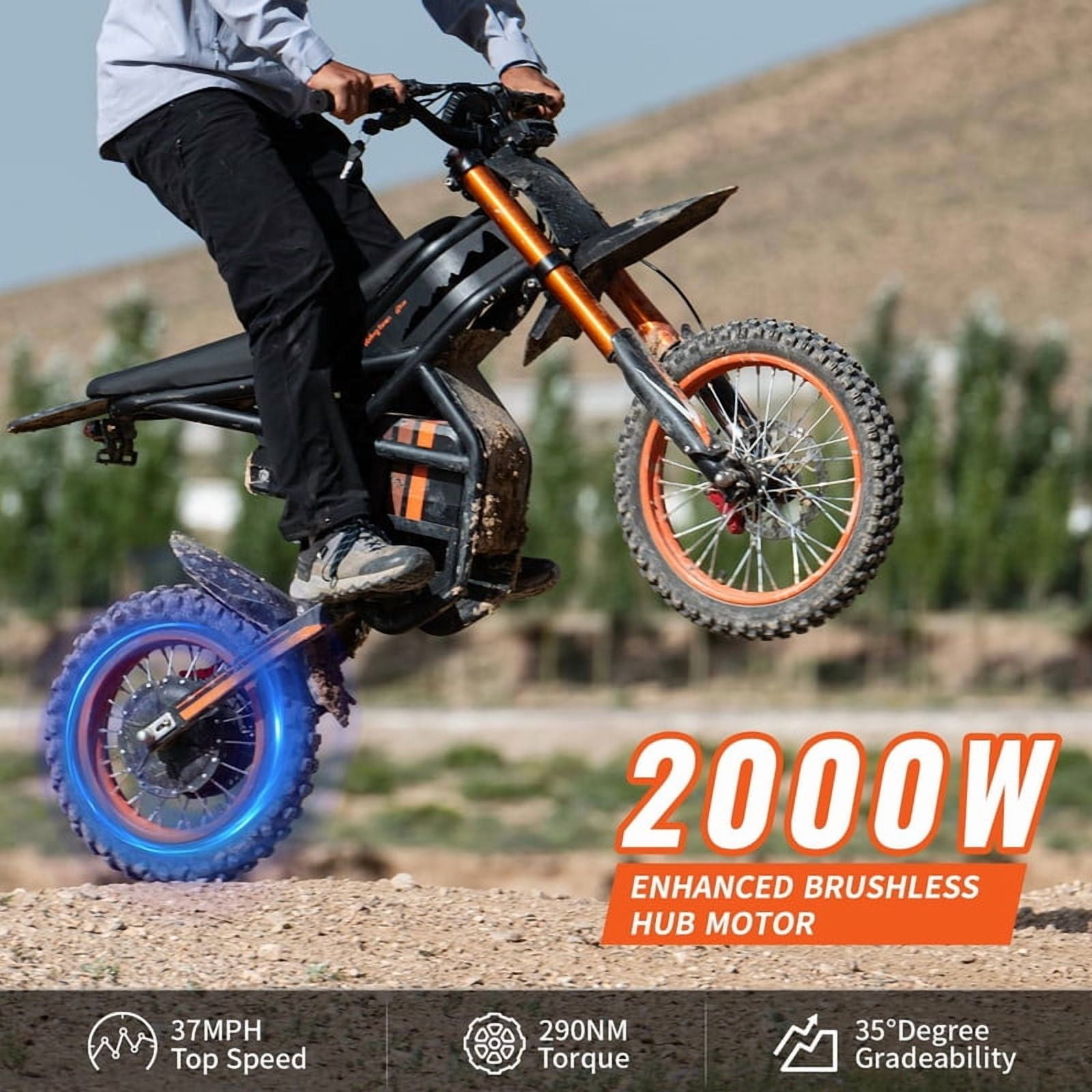 Riding'Times GT54 Electric Dirt Bike, 2000W Off-Road E-Bike with 27AH Battery, Dual Hydraulic Brakes (14 in / 12 in Tires) lyd0o
