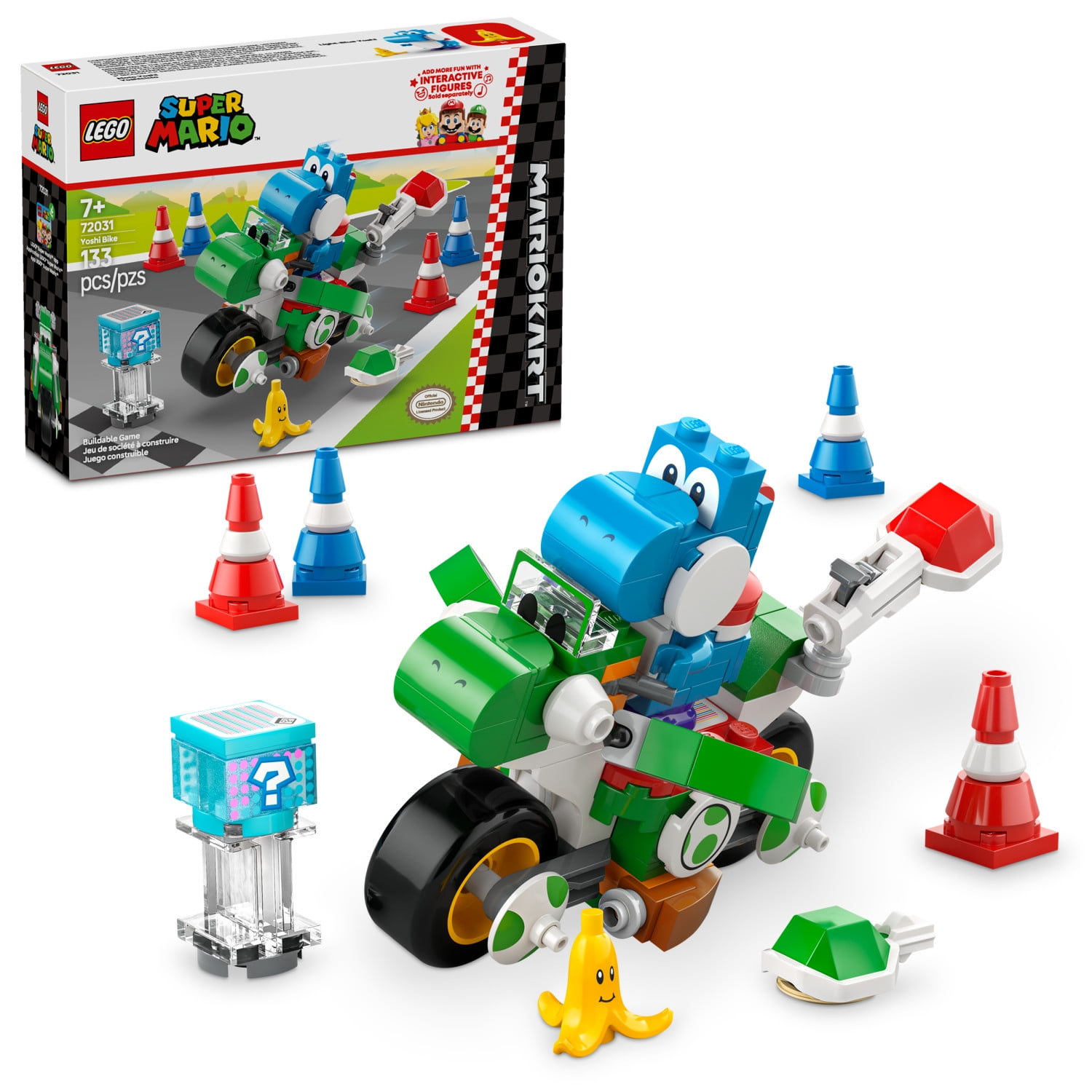 LEGO Super Mario Kart Yoshi Bike Building Toy Set (Light-Blue Yoshi, 2.5 in. H x 3.5 in. L) spix0