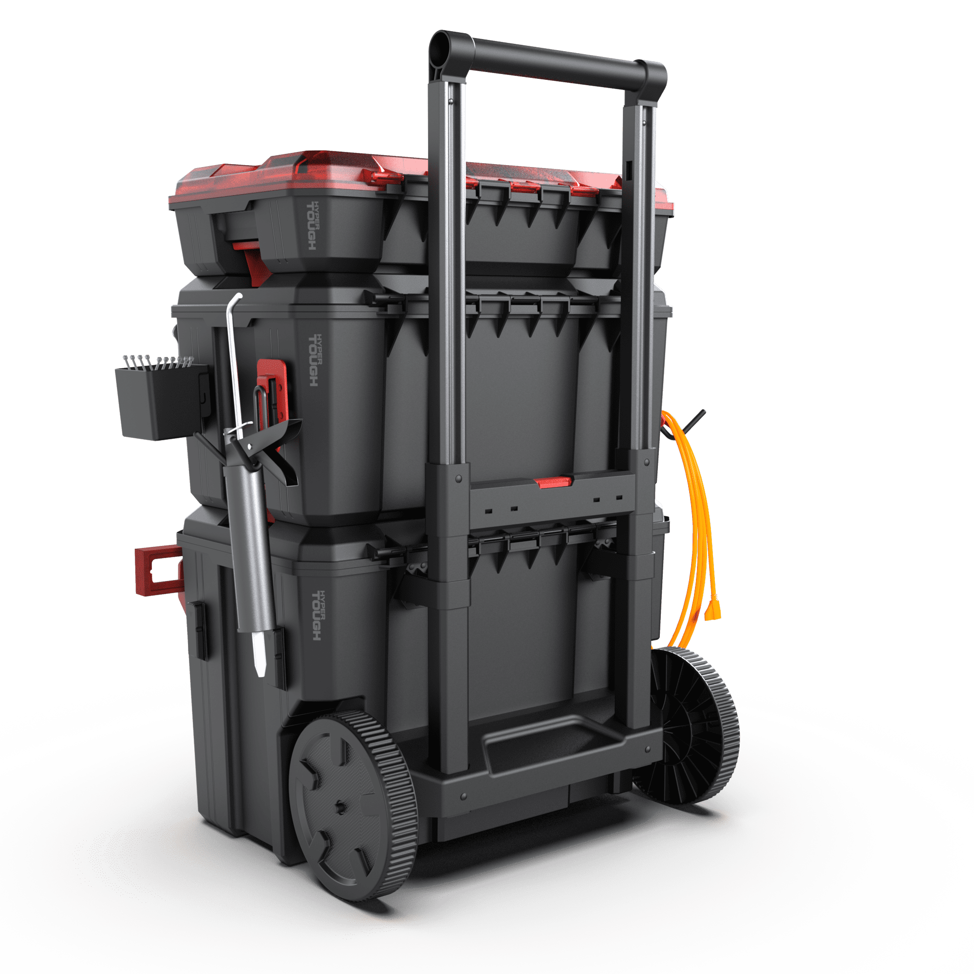 Hyper Tough Hyper Stack Heavy Duty 3 Piece Modular Rolling Toolbox System (Black, 3-Piece Set) 743ex