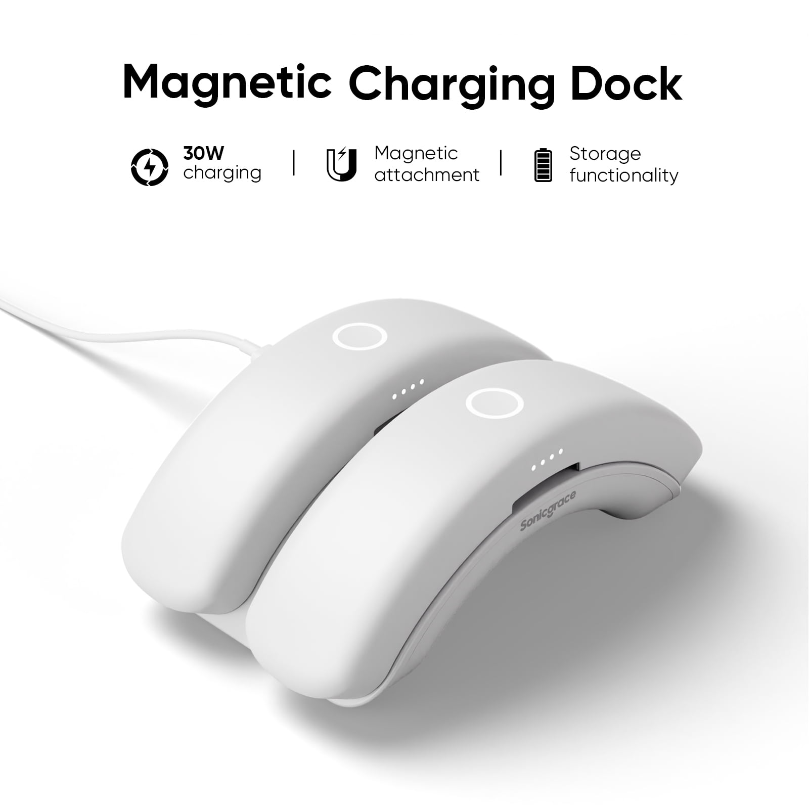 Sonicgrace S3 Duo Magnetic Battery Head Strap for Meta Quest 3 & 3S (White, 16000mAh Dual Battery Pack) wjr0h