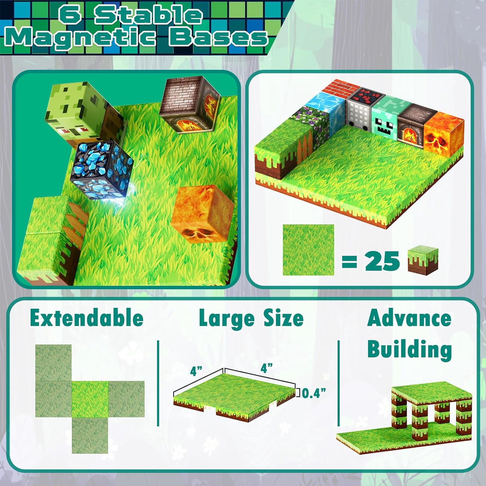 Annexfun Magnetic Building Blocks STEM Construction Set with 6 Base Plates (200 Pieces) kt3o9
