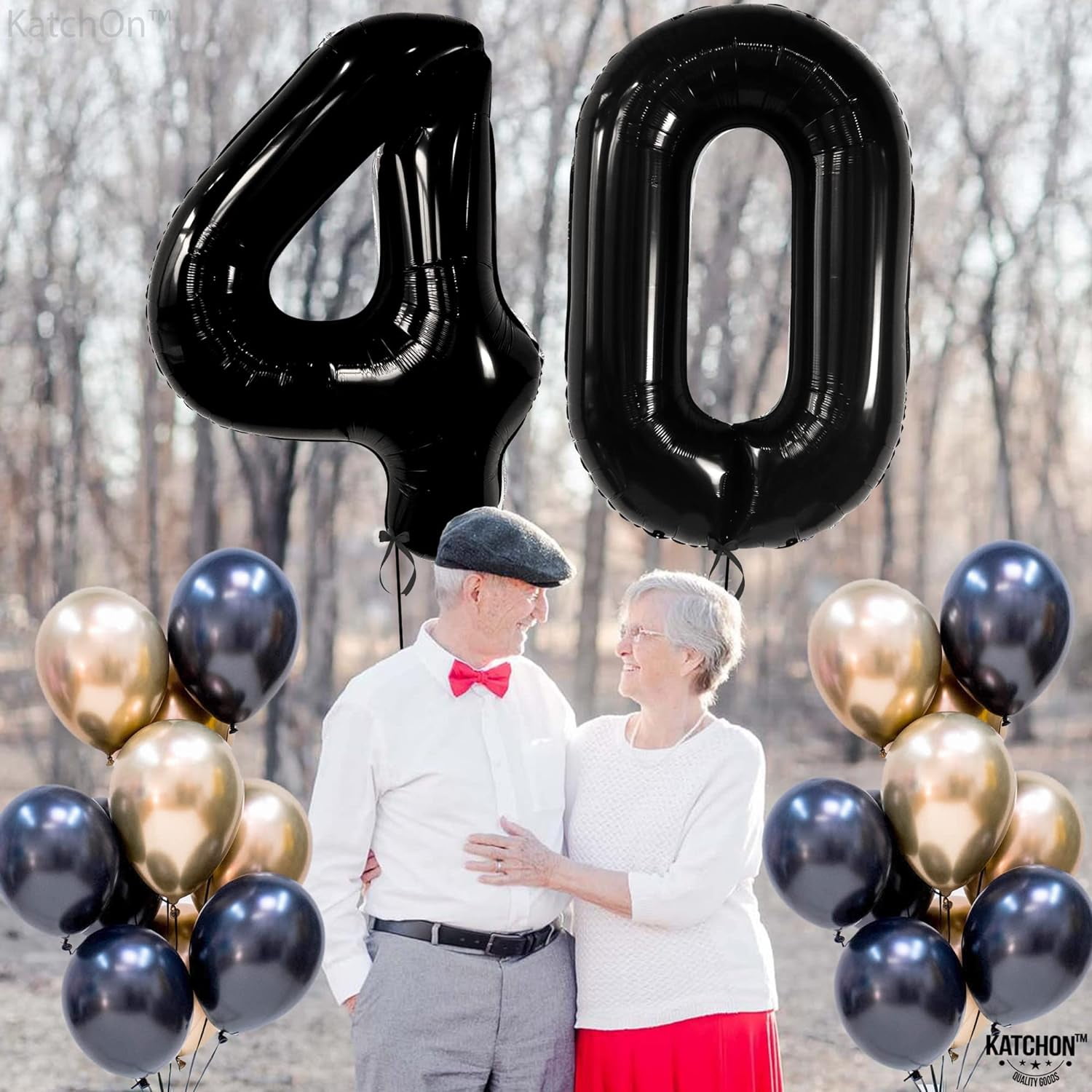 KatchOn Giant Number 40 Balloon Set for Birthday Party Decorations (Black, 40 in) f7o54