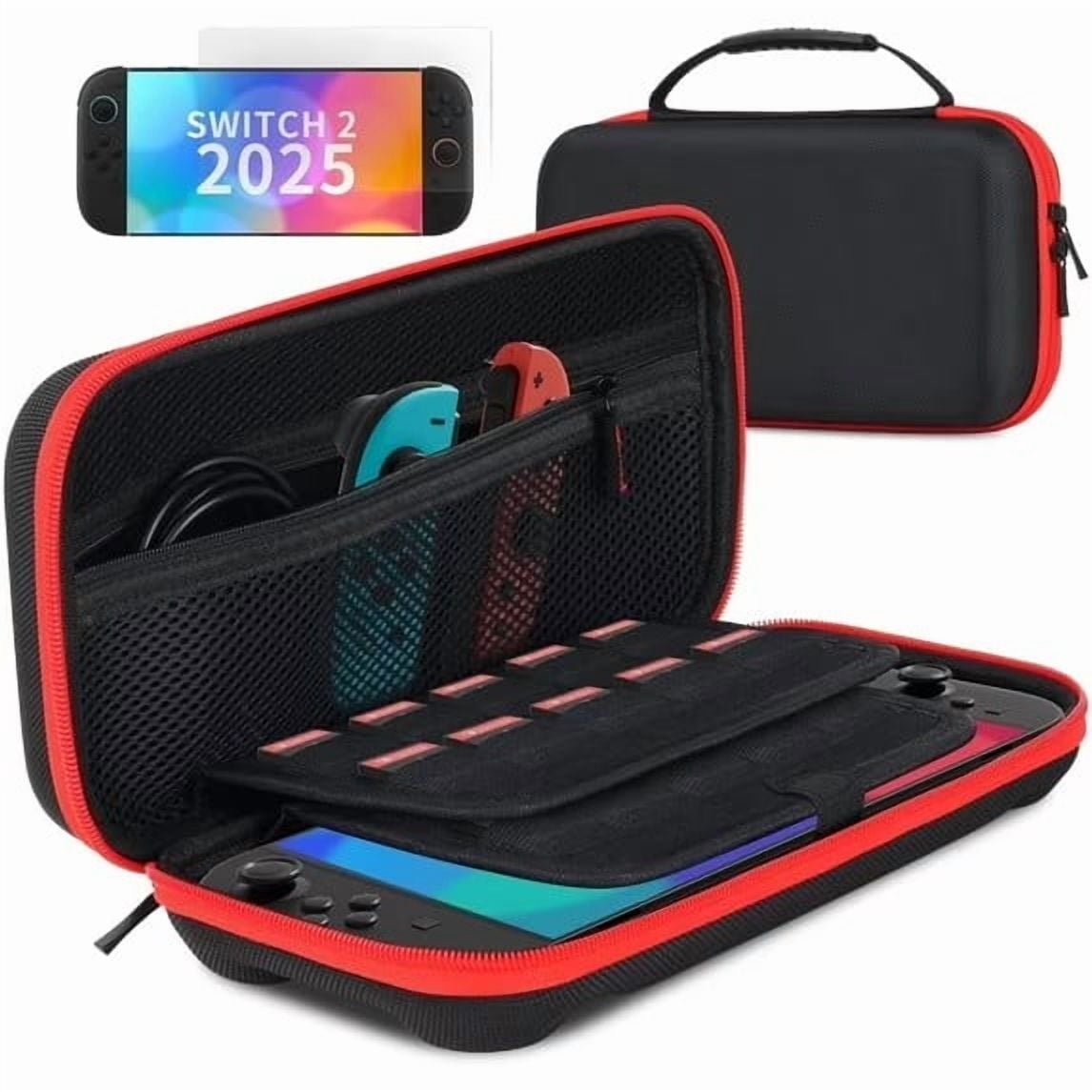 PHANCIR Carrying Case for Nintendo Switch 2 (2025) Protective Travel Bag with Screen Protector (Black, 11.81 in x 5.51 in x 2.56 in) se4aj