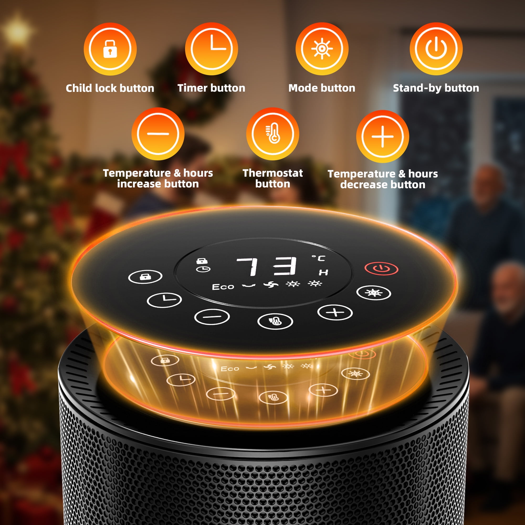 KissAir 1500W PTC Ceramic Space Heater with Remote Control and LED Display (Black, 1500W) kyq91