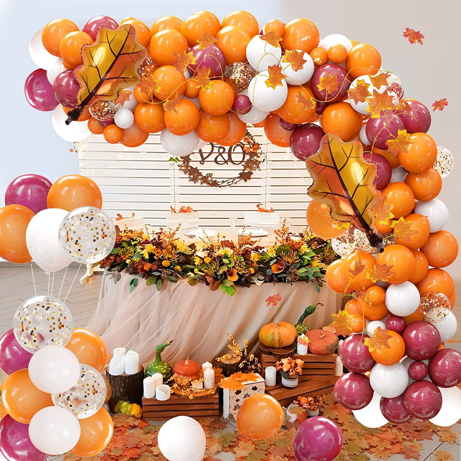BB Hapeayou Fall Balloon Arch Kit for Thanksgiving and Baby Shower Party Decorations (105 Pieces) o8y28