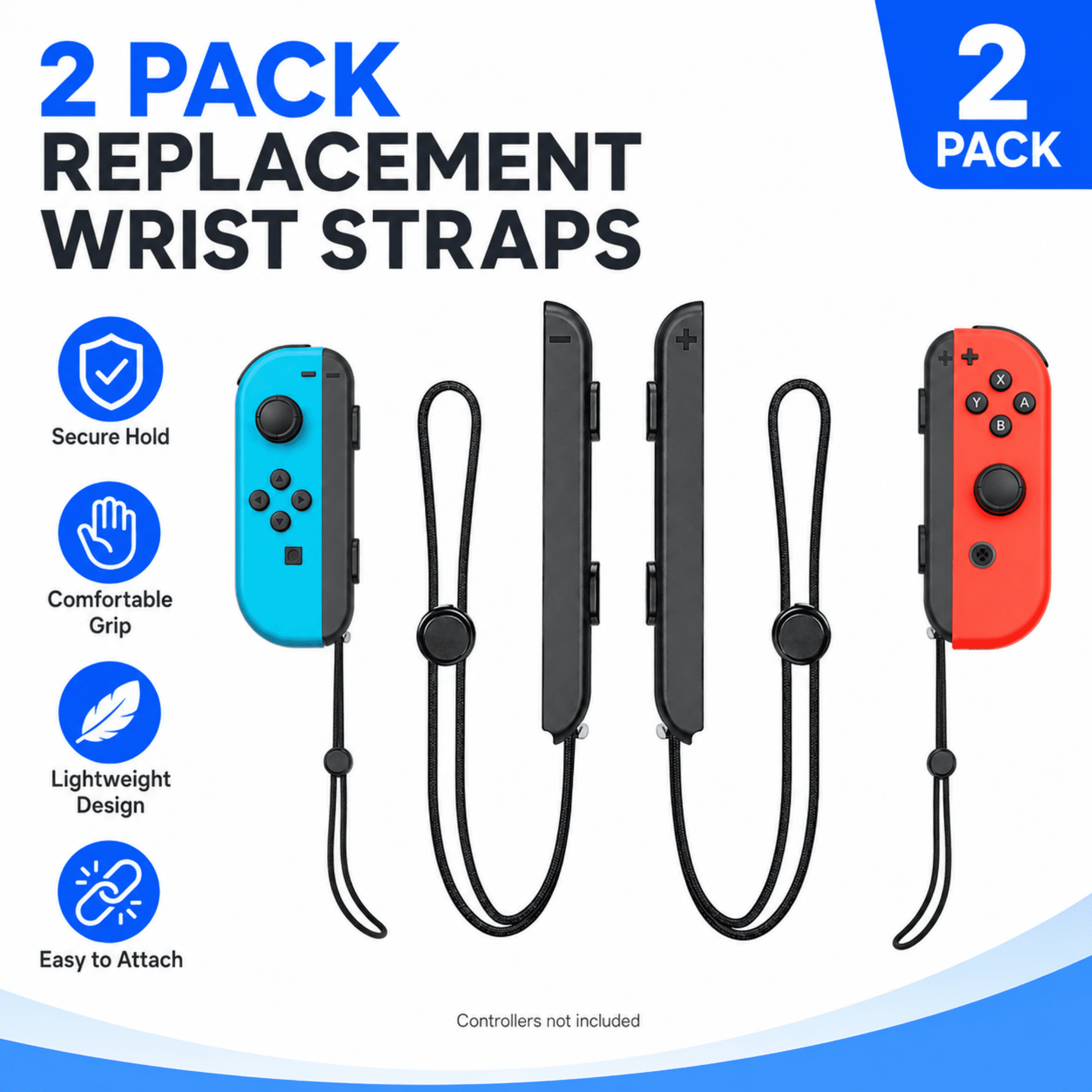 QXWPBV Nintendo Switch Joy-Con Controller Wrist Strap, Adjustable Safety Lanyard (Black, 2 Pack) dlvtg