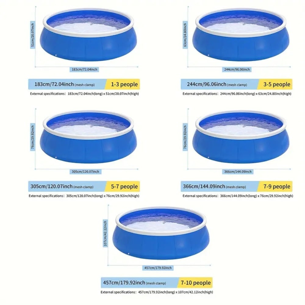 Tigerspring 12ft Round Inflatable Swimming Pool, Durable PVC Family Outdoor Water Activity Set (1800 gal) mqxt3