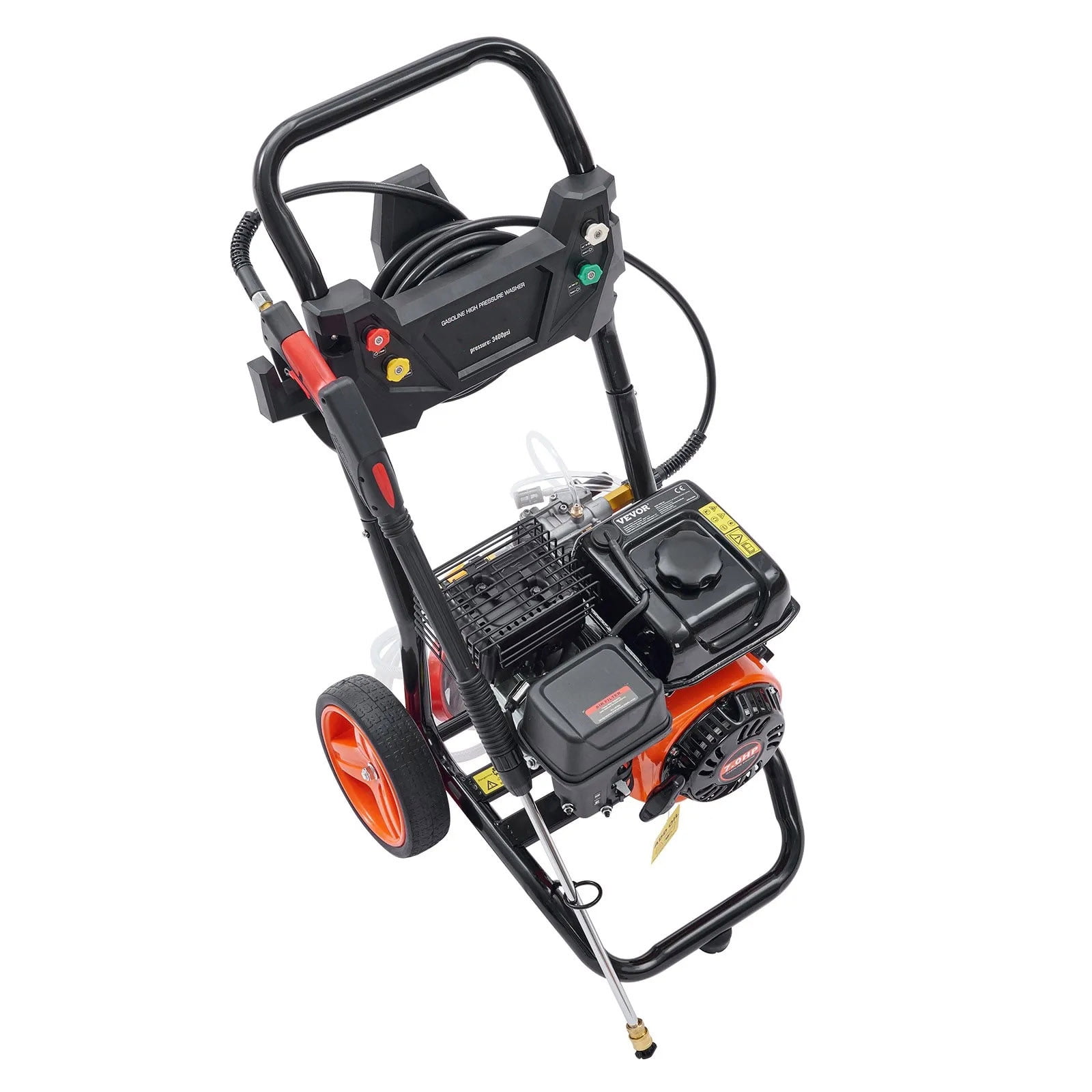SHENGJINSH 3400 PSI Gas Pressure Washer, 2.6 GPM Power Cleaner with 26 ft Hose and 5 Quick-Connect Nozzles tolrv